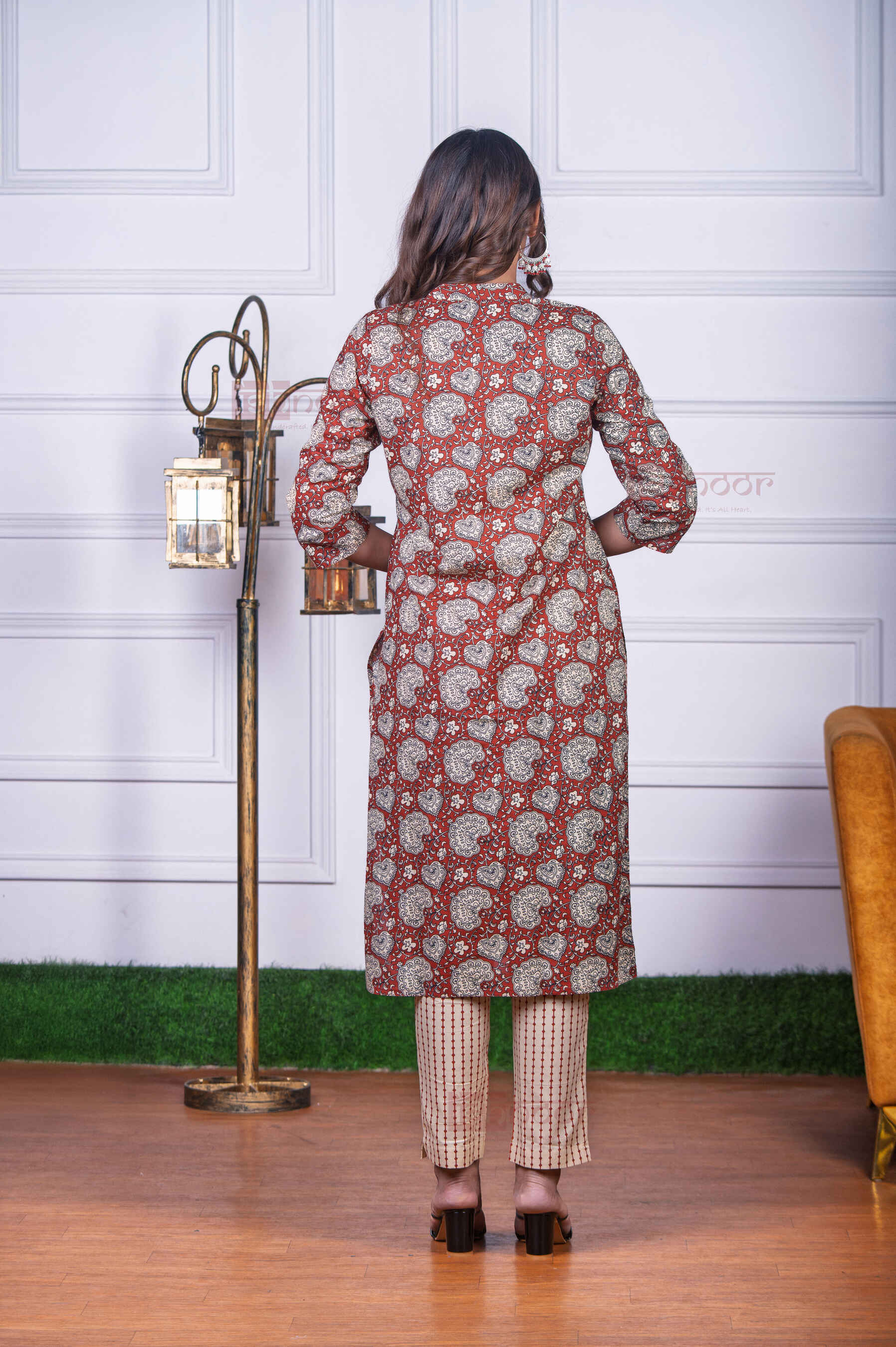 Saanjh 3 Piece Pintex Stitched Suit Set with Dupatta - deep-red