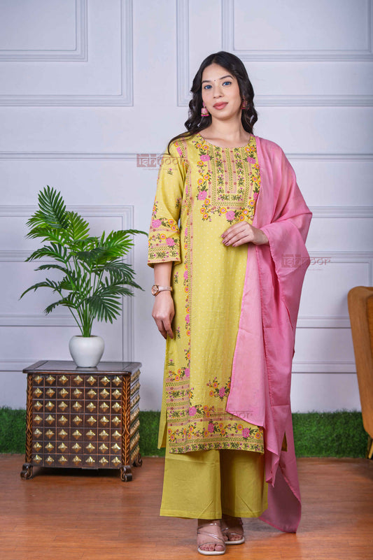 Saanjh 3 Piece Stitched Suit Set with Dupatta 4 - blush-pink