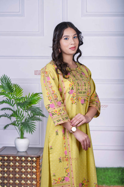 Saanjh 3 Piece Stitched Suit Set with Dupatta 4 - blush-pink
