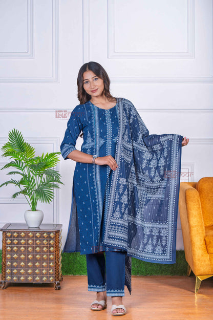 Saanjh 3 Piece Stitched Suit Set with Dupatta 5 - midnight-blue