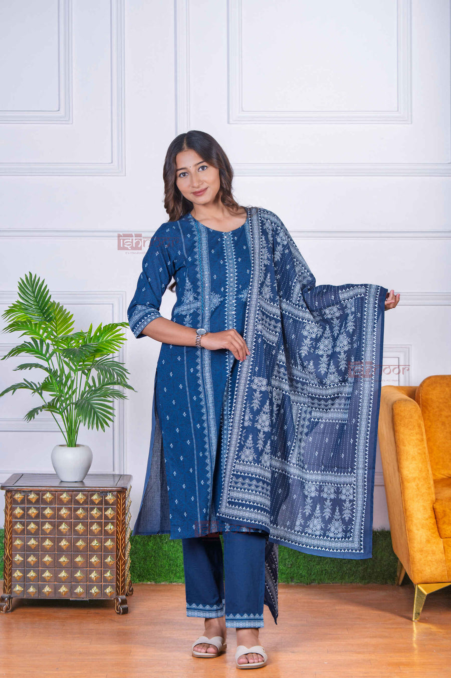 Saanjh 3 Piece Stitched Suit Set with Dupatta 5 - midnight-blue