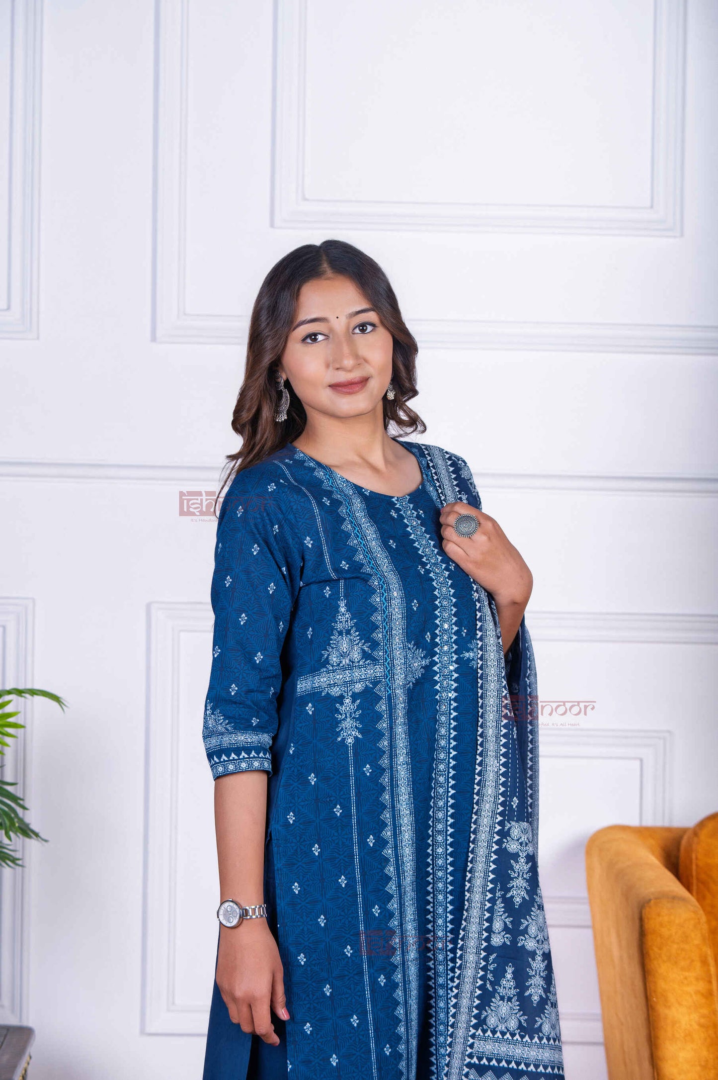 Saanjh 3 Piece Stitched Suit Set with Dupatta 5 - midnight-blue