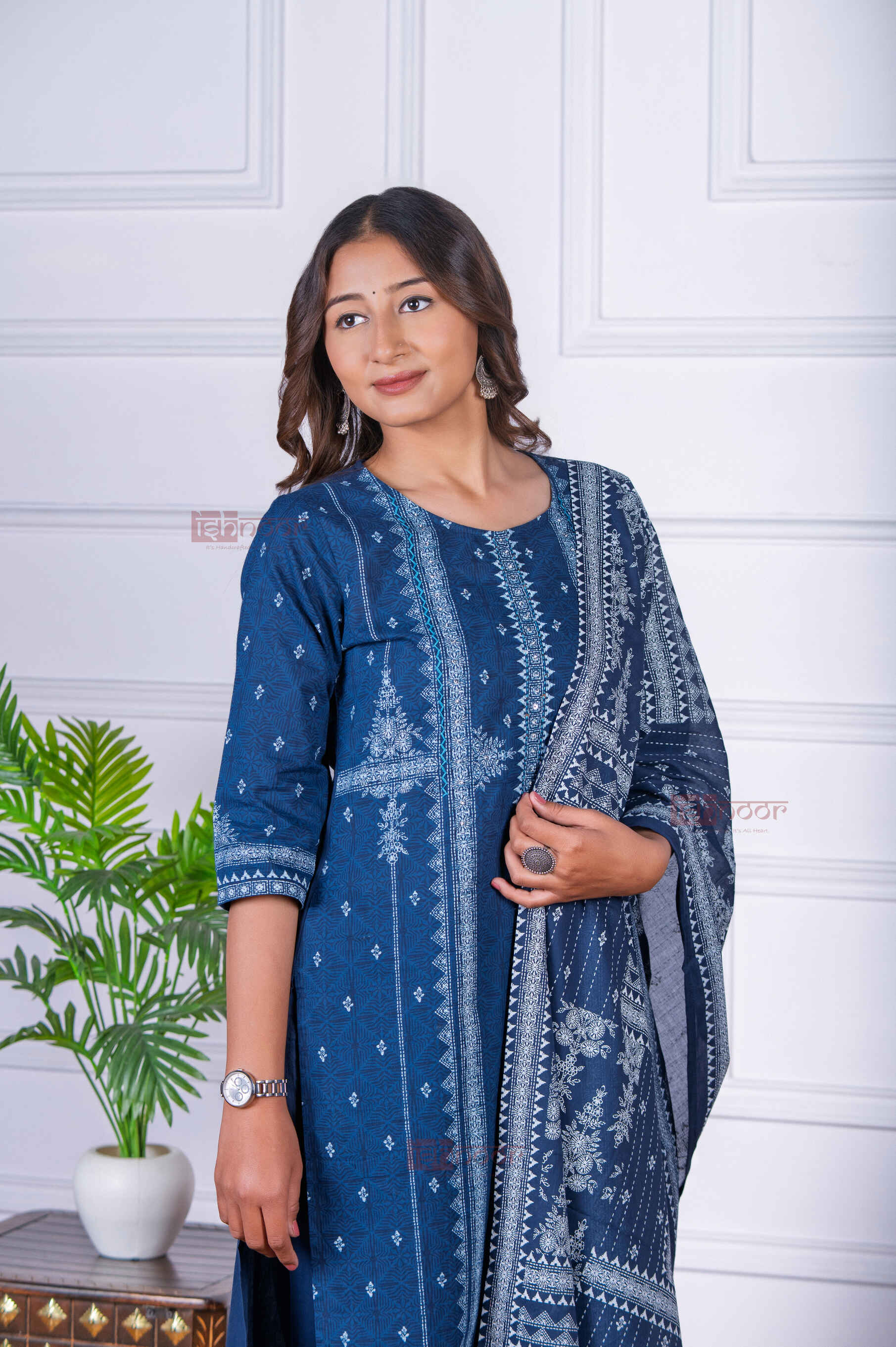 Saanjh 3 Piece Stitched Suit Set with Dupatta 5 - midnight-blue