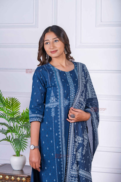 Saanjh 3 Piece Stitched Suit Set with Dupatta 5 - midnight-blue