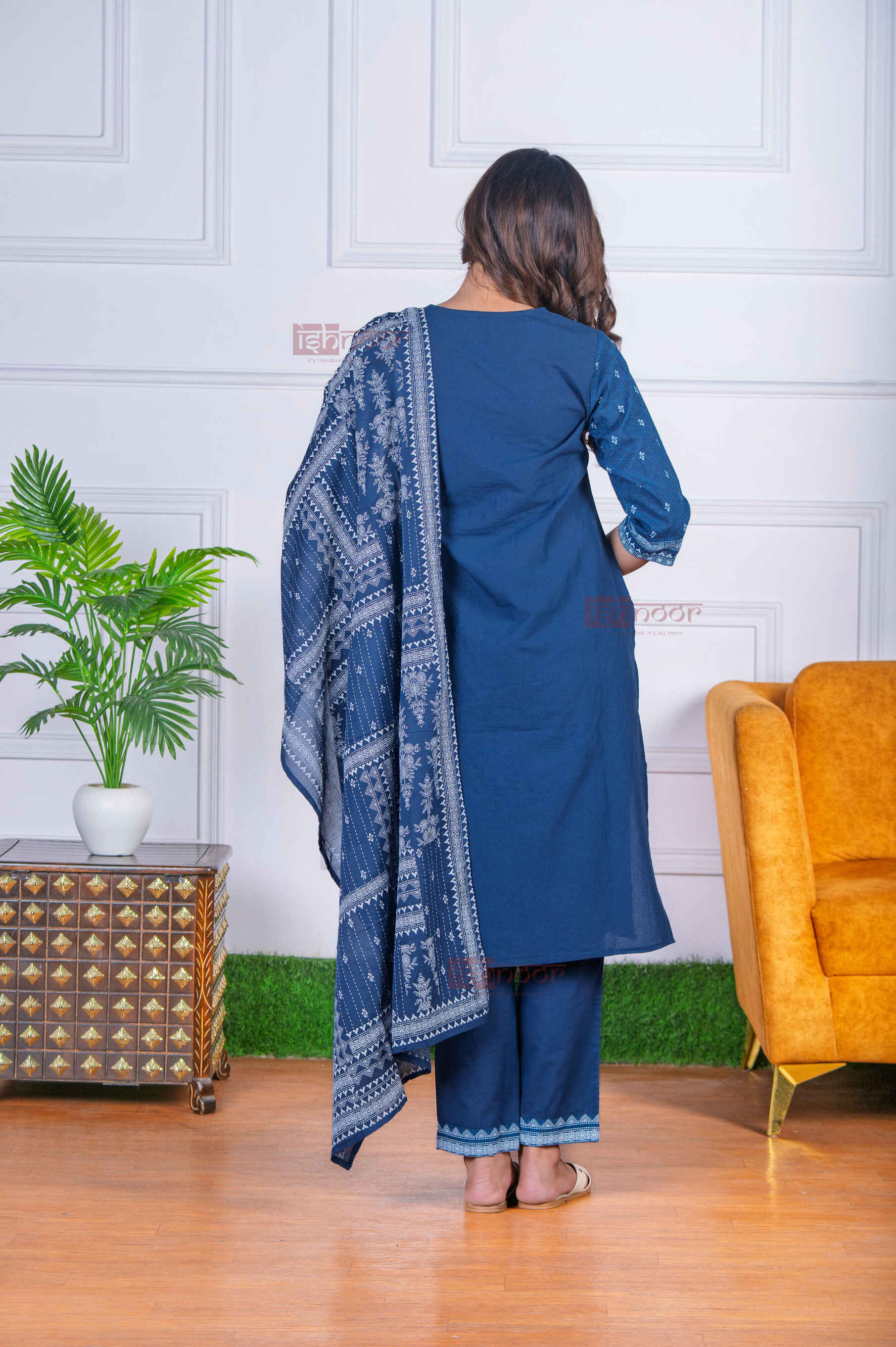 Saanjh 3 Piece Stitched Suit Set with Dupatta 5 - midnight-blue