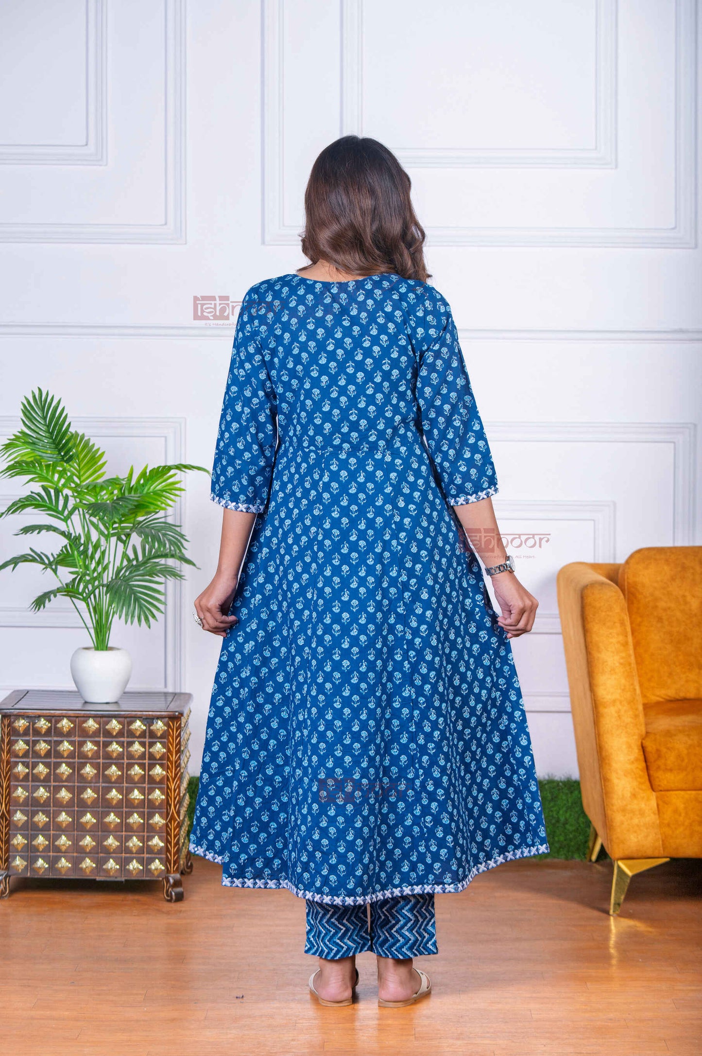 Saanjh Anarkali 3 Piece Stitched Suit Set with Dupatta - midnight-blue