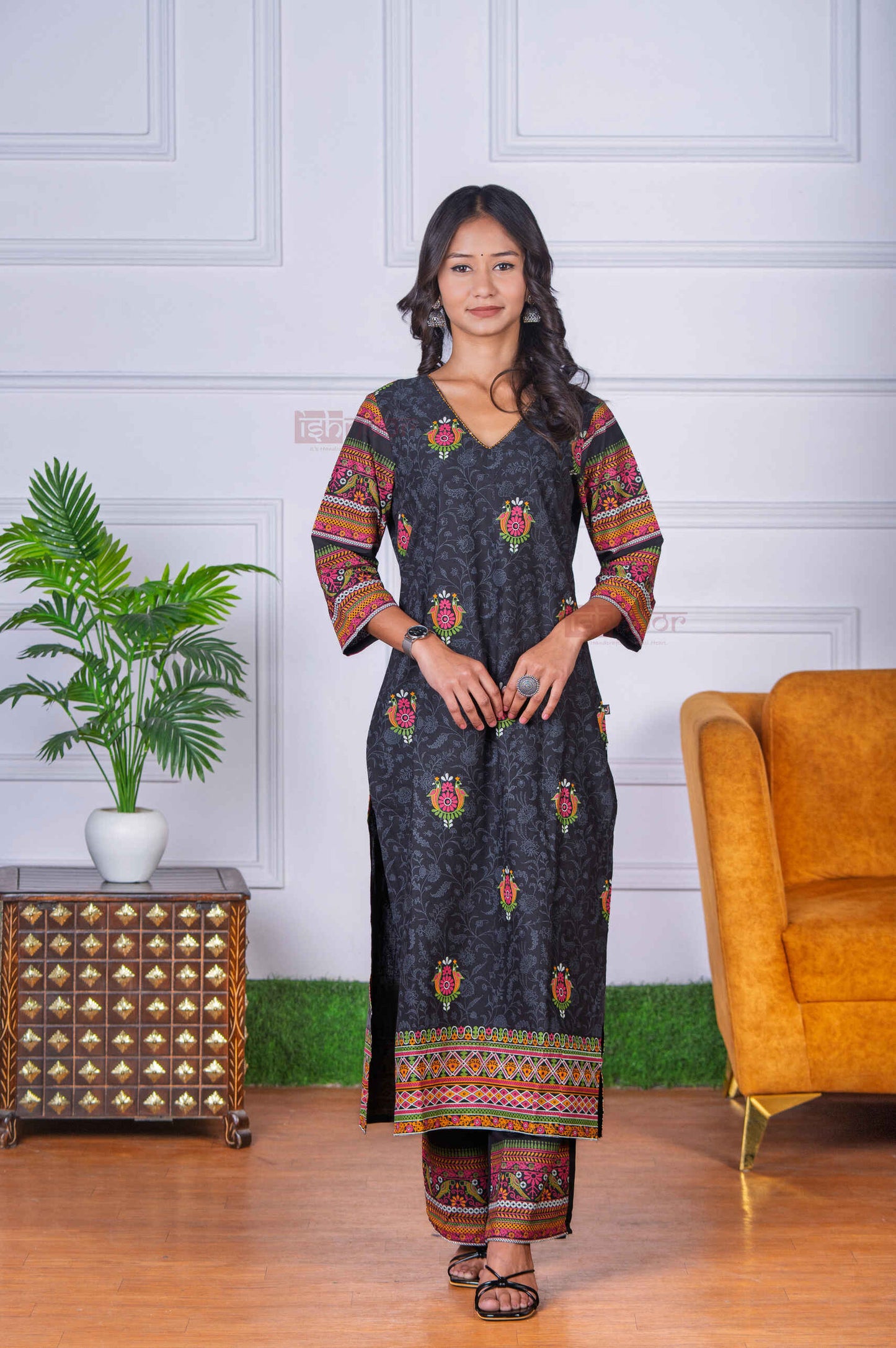 Saanjh 3 Piece Stitched Suit Set with Dupatta 3 - black