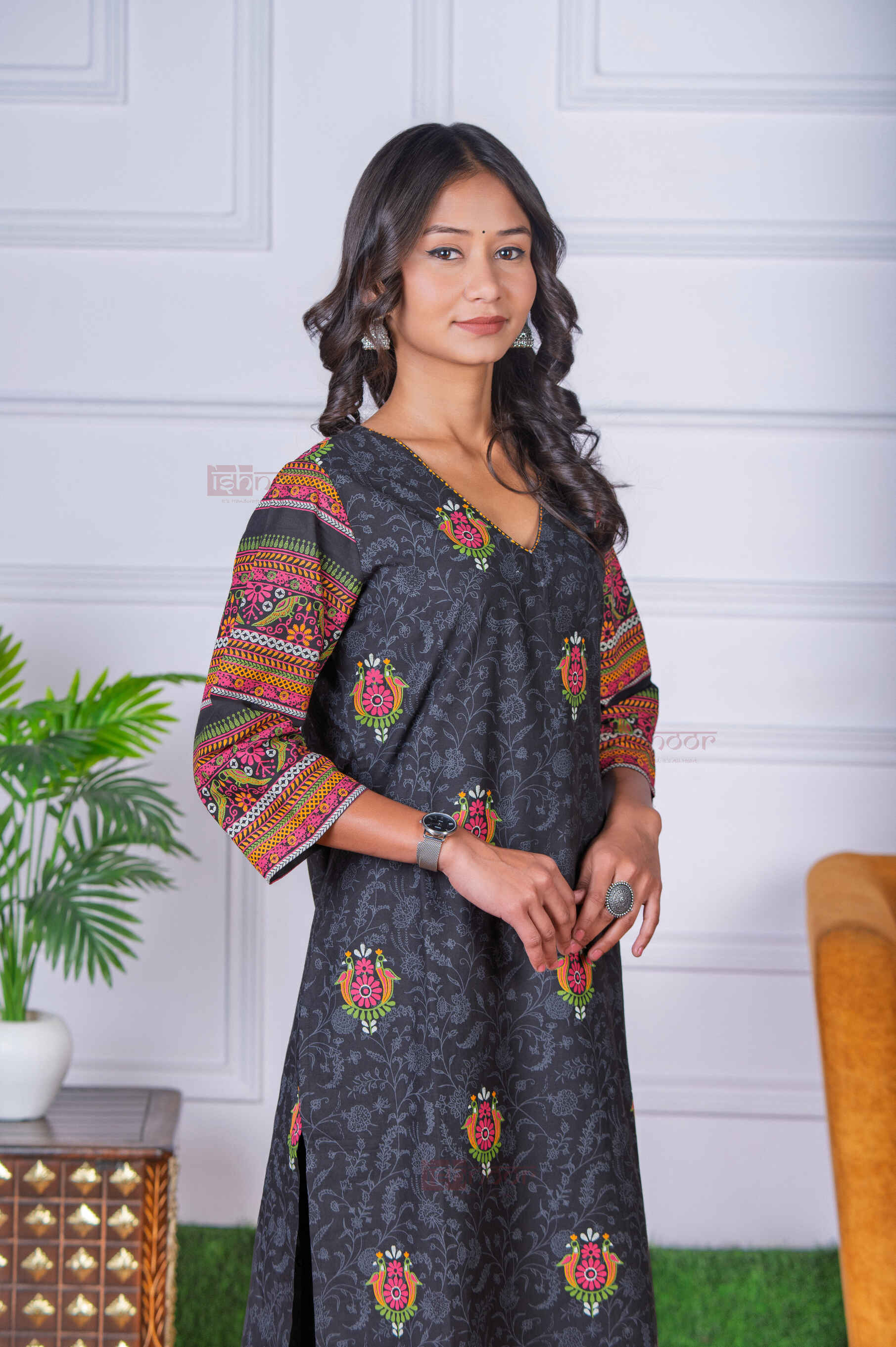 Saanjh 3 Piece Stitched Suit Set with Dupatta 3 - black