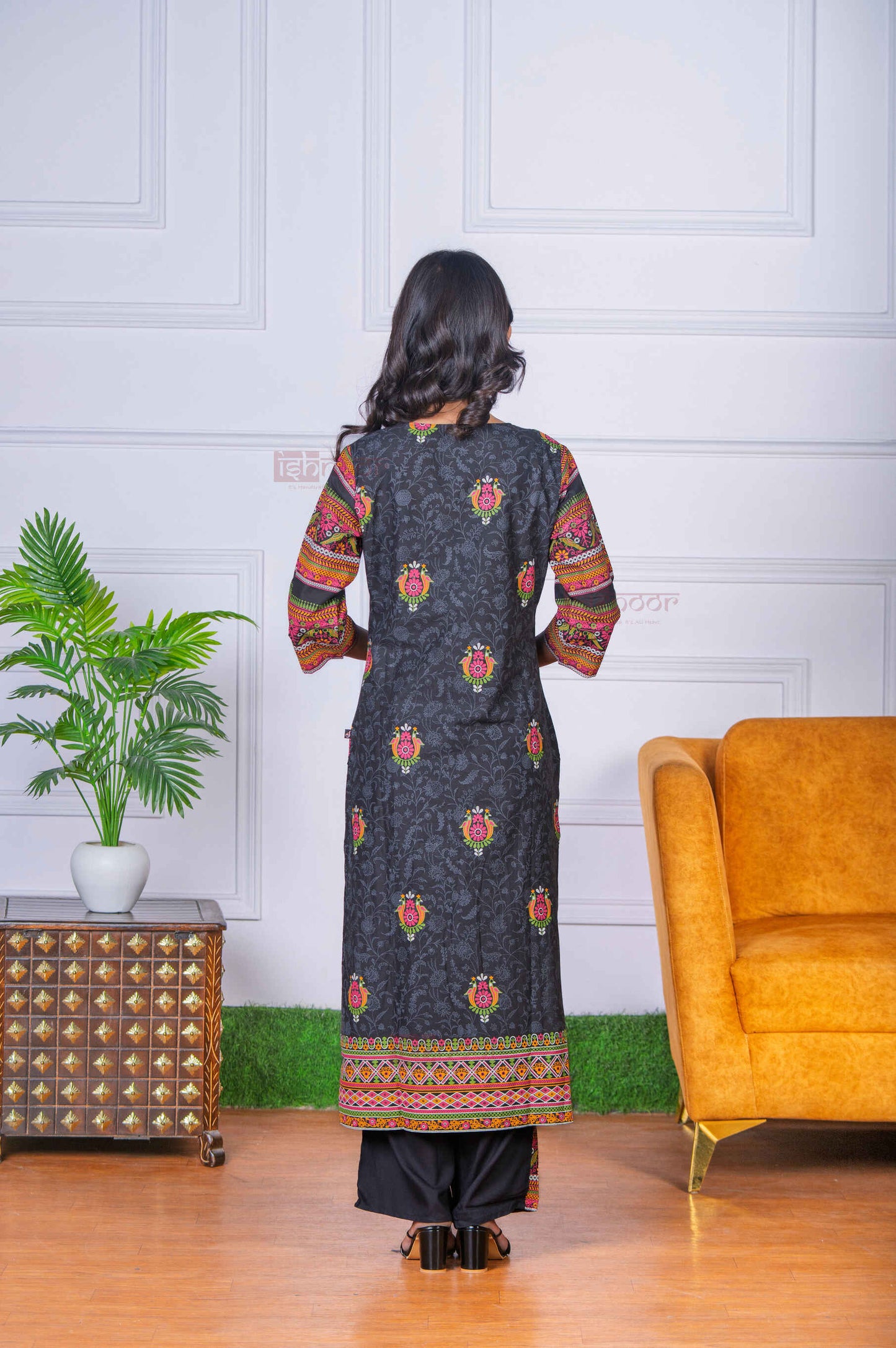 Saanjh 3 Piece Stitched Suit Set with Dupatta 3 - black