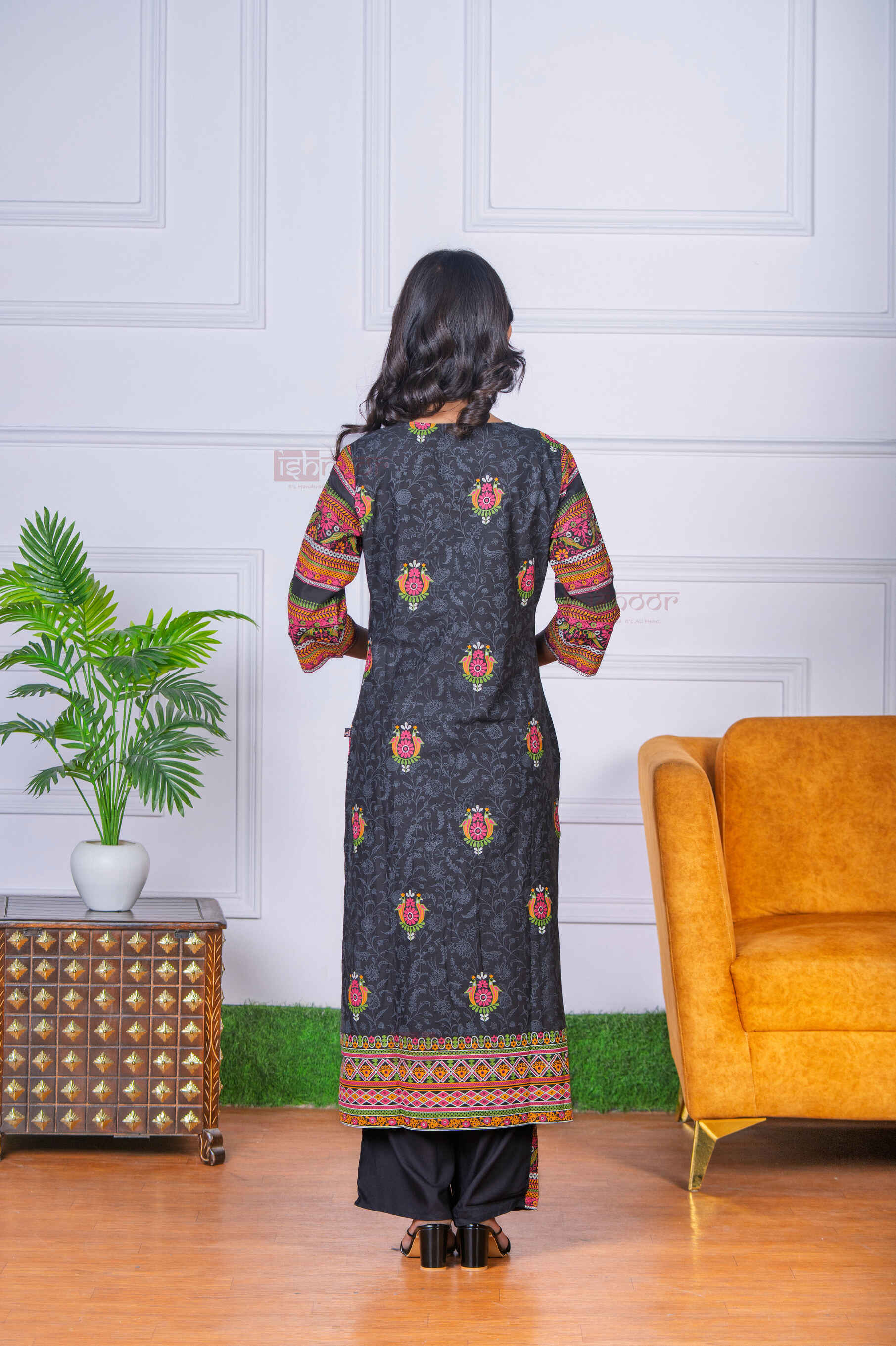 Saanjh 3 Piece Stitched Suit Set with Dupatta 3 - black