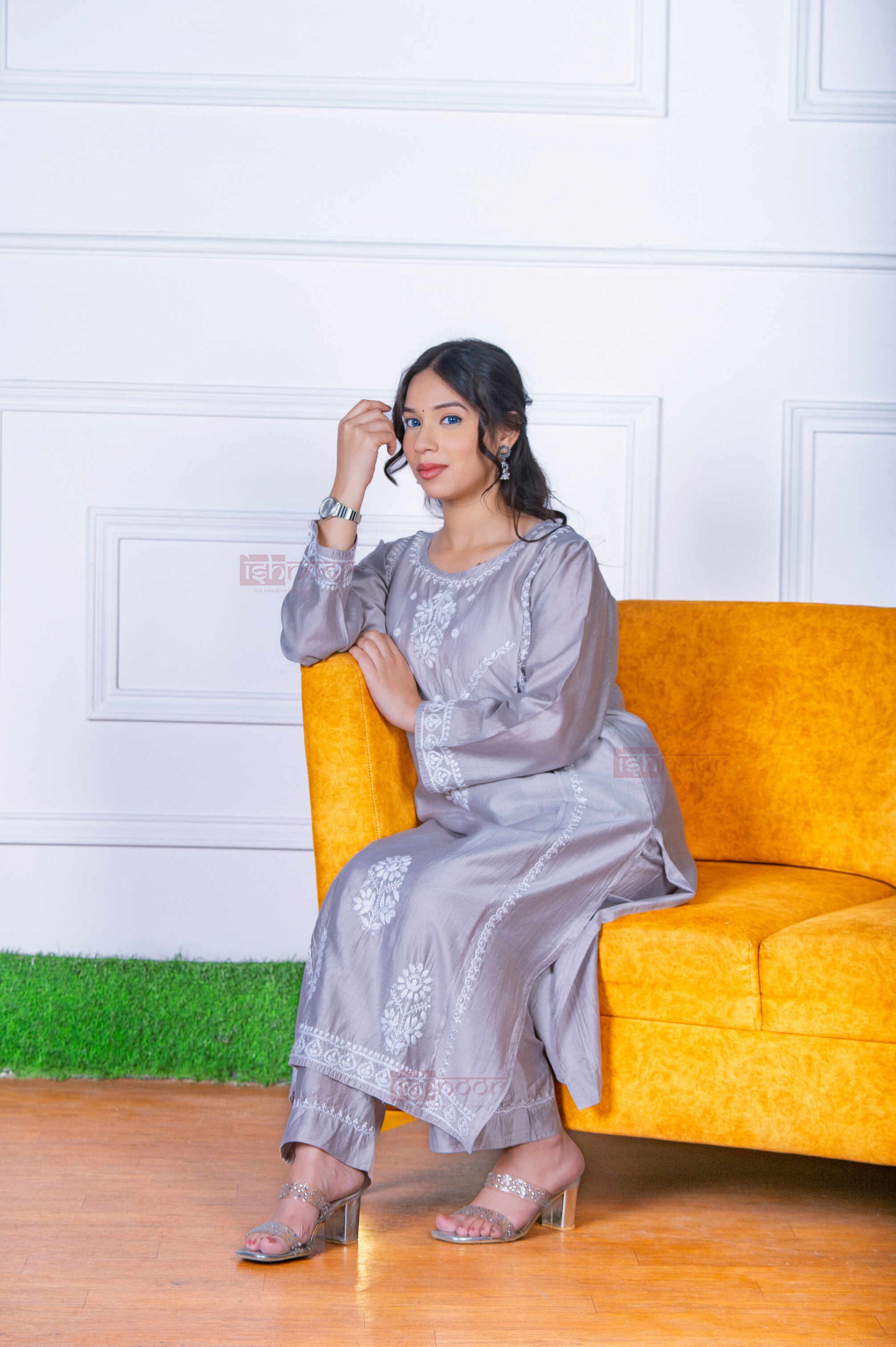 Aayat Premium Chanderi Chikankari Kurta Set