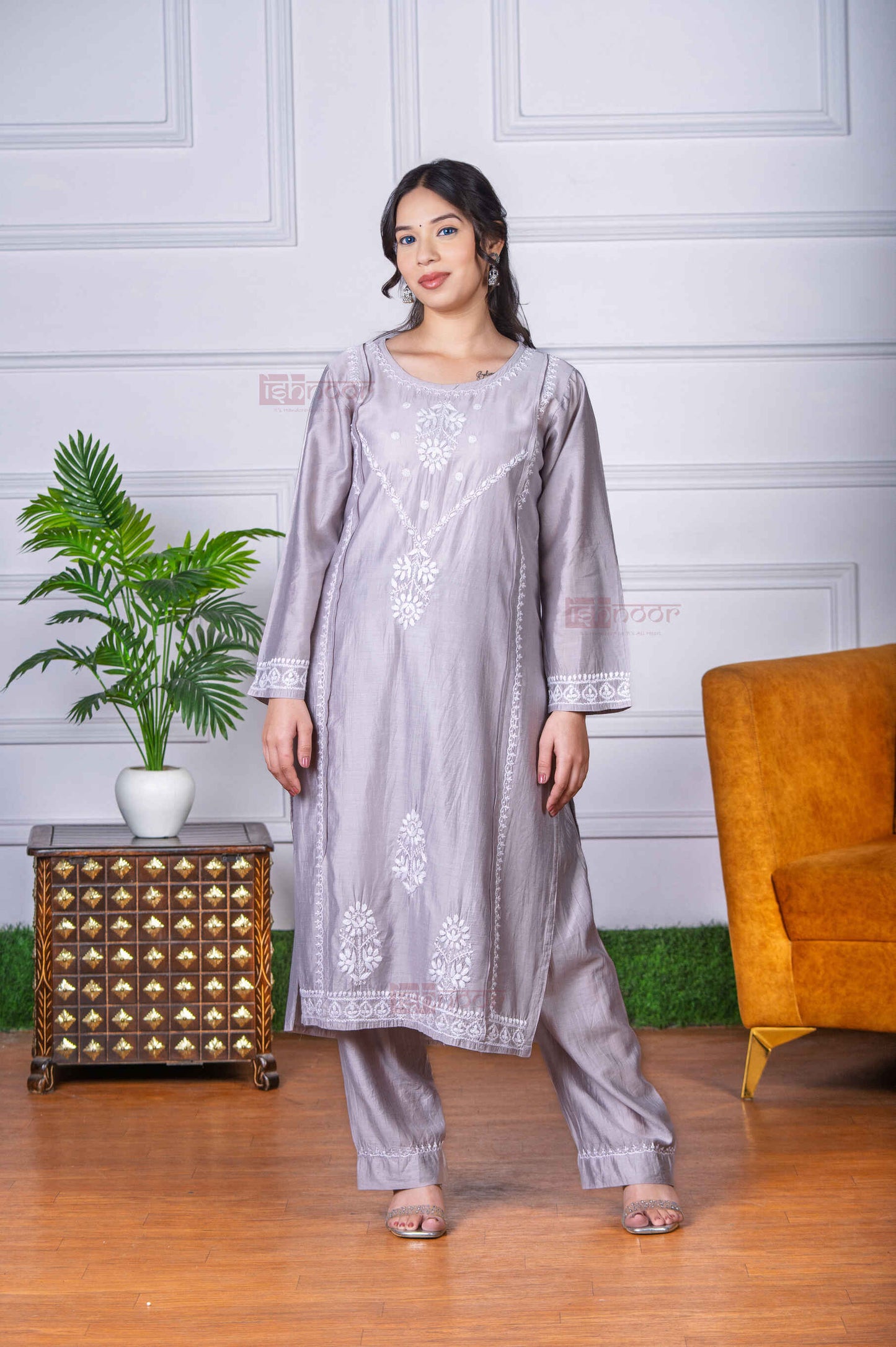 Aayat Premium Chanderi Chikankari Kurta Set