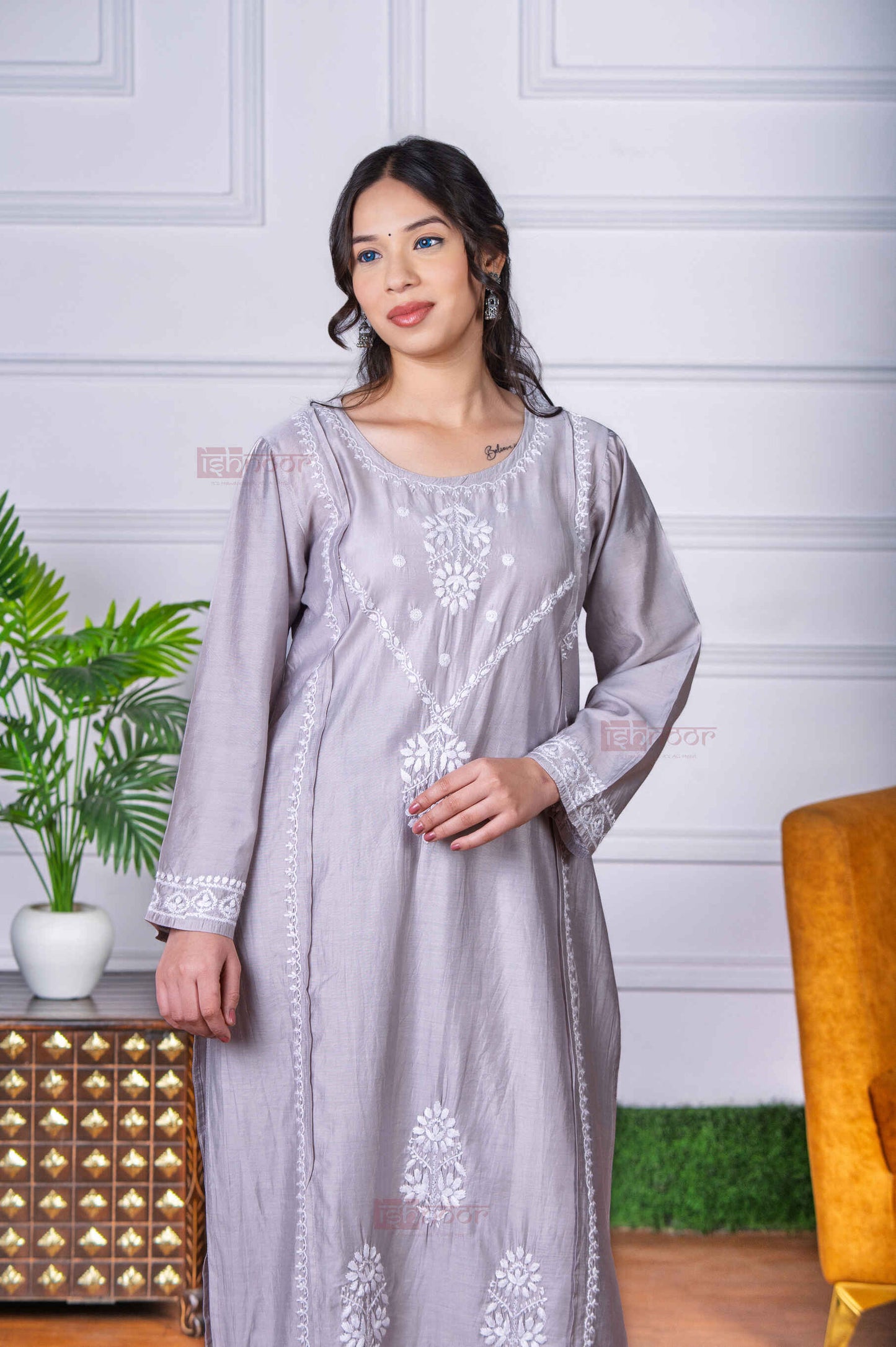Aayat Premium Chanderi Chikankari Kurta Set