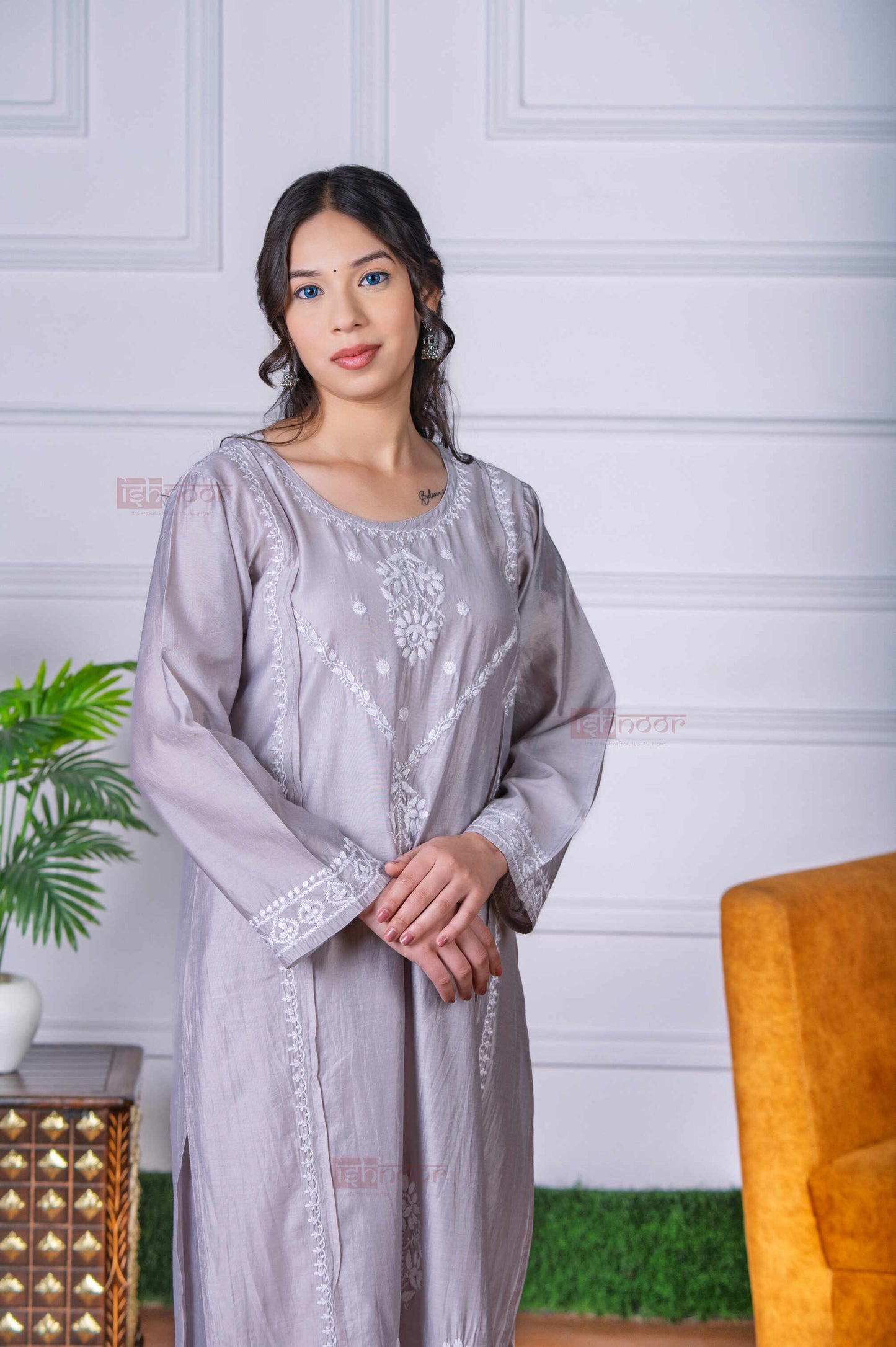 Aayat Premium Chanderi Chikankari Kurta Set