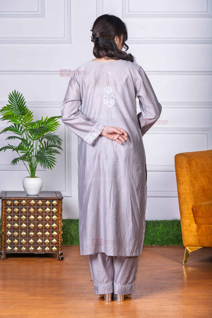 Aayat Premium Chanderi Chikankari Kurta Set