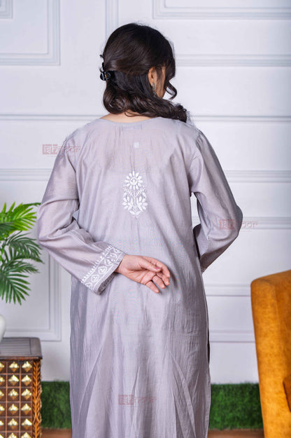 Aayat Premium Chanderi Chikankari Kurta Set