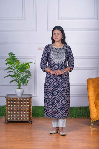 Saanjh Bandhej Print 3 Piece Stitched Suit Set with Dupatta - white