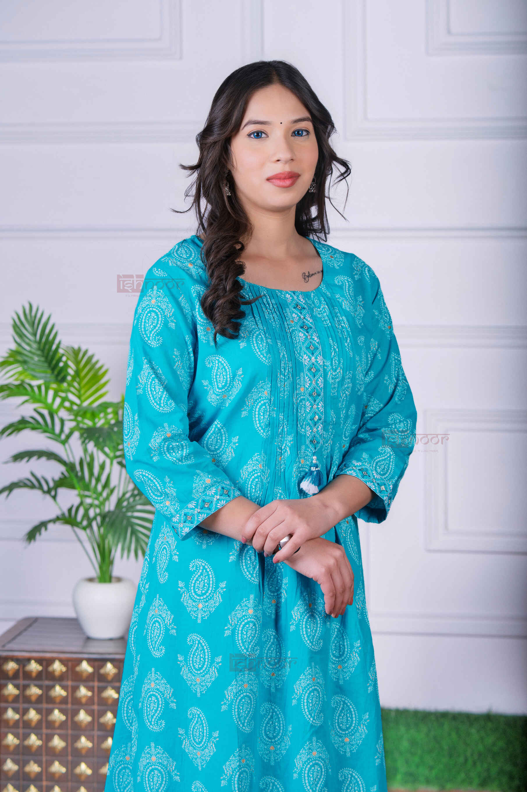 Saanjh Bandhej Print 3 Piece Stitched Suit Set with Dupatta 3 - mint-green