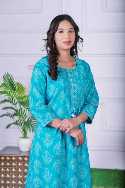 Saanjh Bandhej Print 3 Piece Stitched Suit Set with Dupatta 3 - mint-green