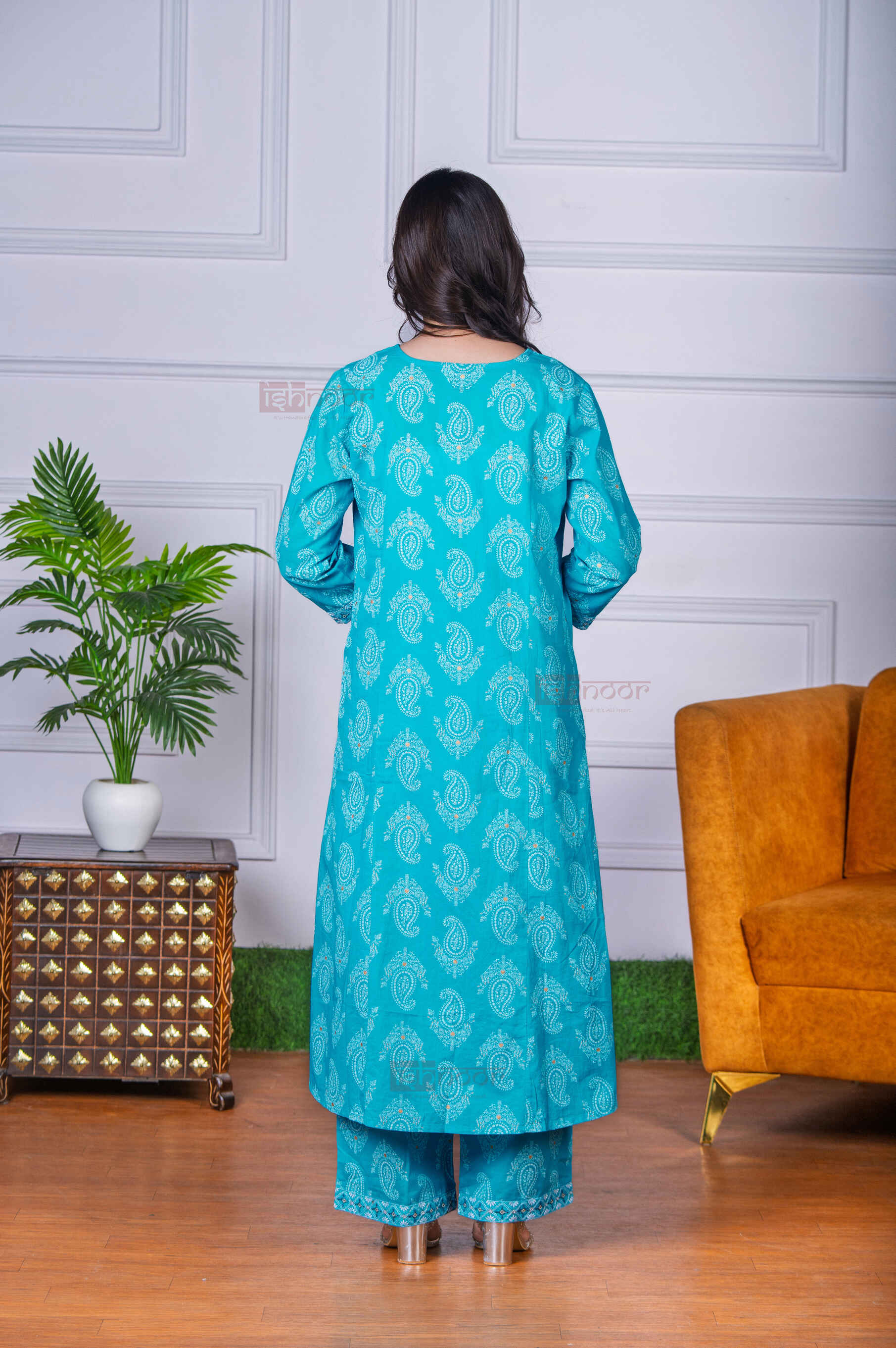 Saanjh Bandhej Print 3 Piece Stitched Suit Set with Dupatta 3 - mint-green