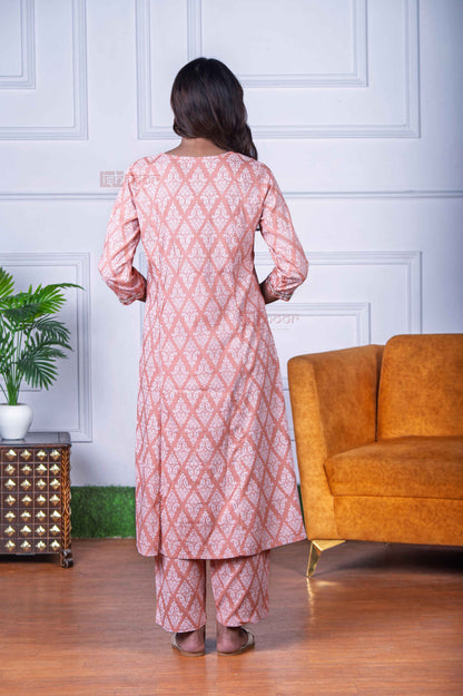 Saanjh Bandhej Print 3 Piece Stitched Suit Set with Dupatta 3 - soft-peach