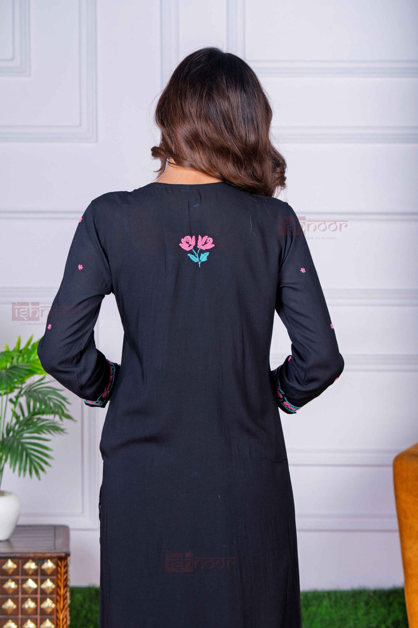 Aayat Modal Multi Color Chikankari Kurta Plazzo Set - black