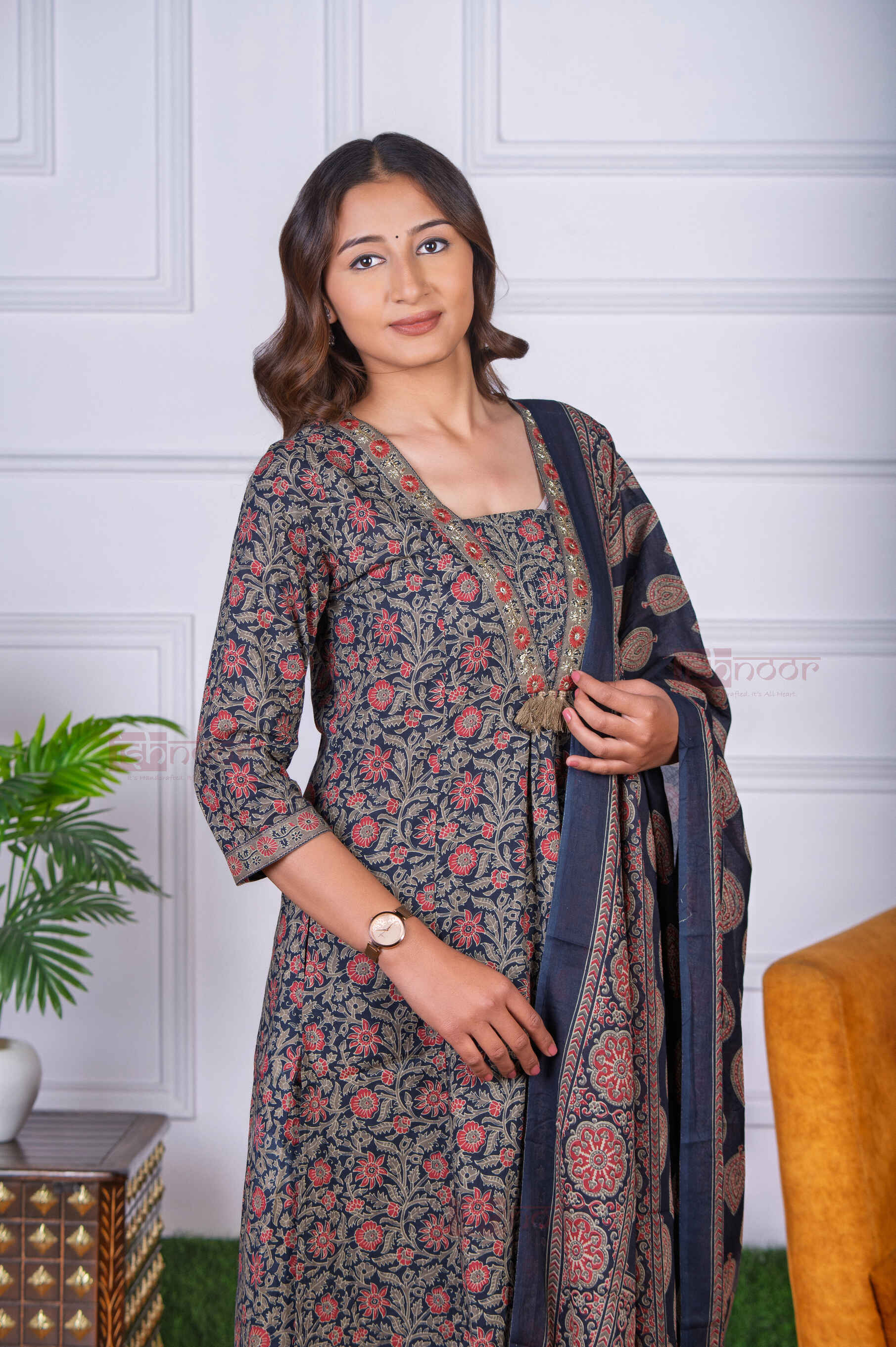 Saanjh 3 Piece Stitched Suit Set with Dupatta 6 - deep-red