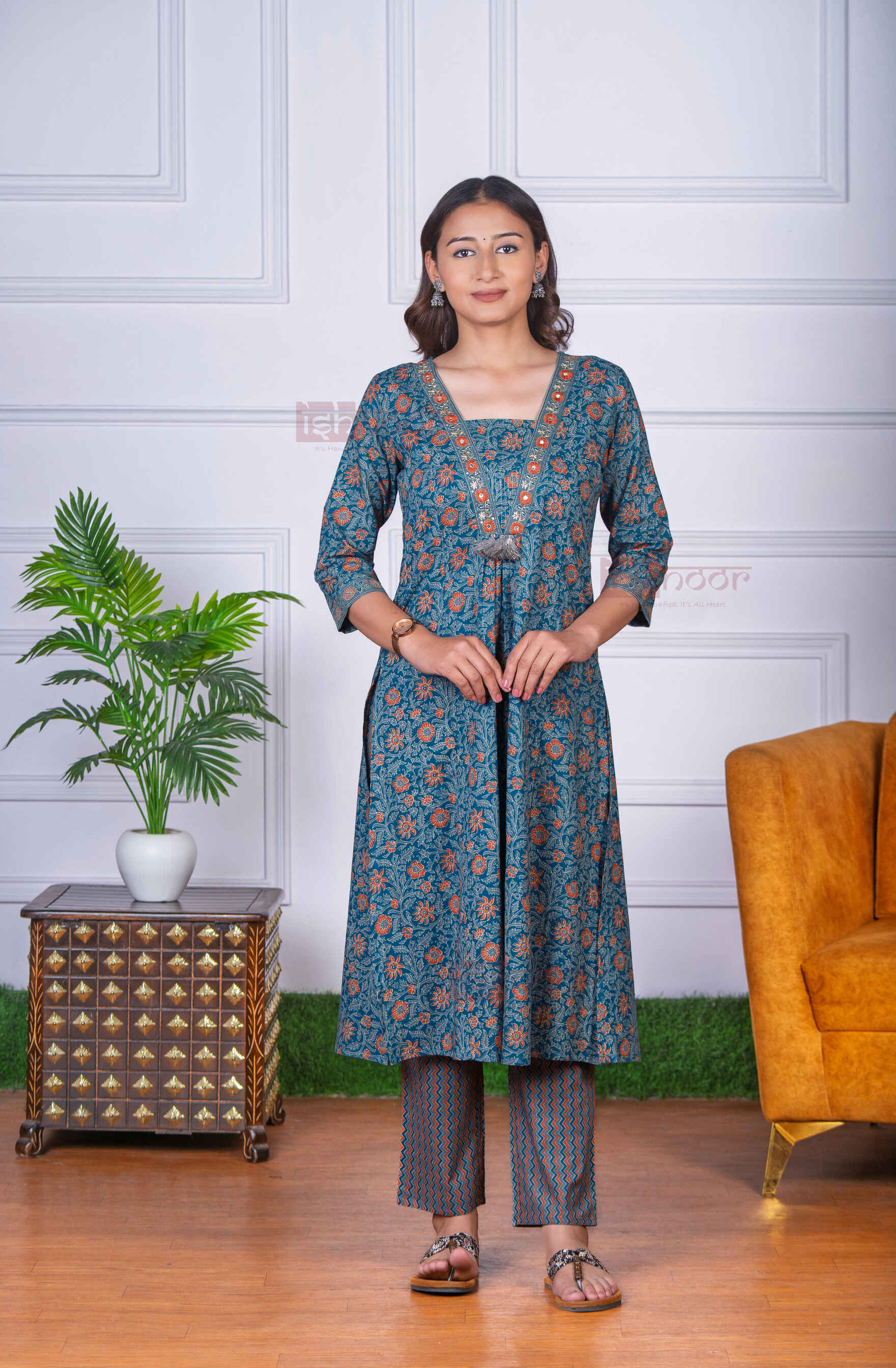 Saanjh 3 Piece Stitched Suit Set with Dupatta 6 - aqua-blue