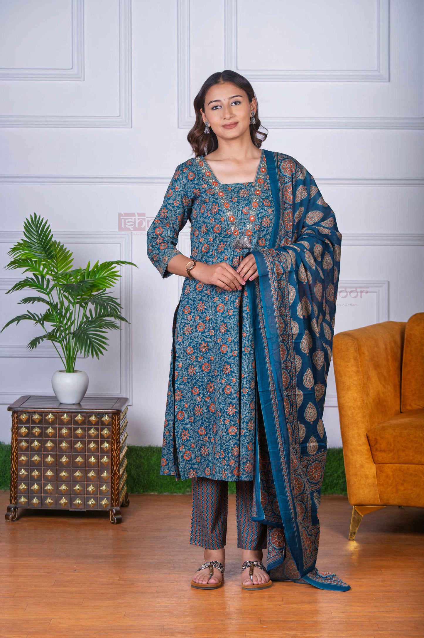 Saanjh 3 Piece Stitched Suit Set with Dupatta 6 - aqua-blue