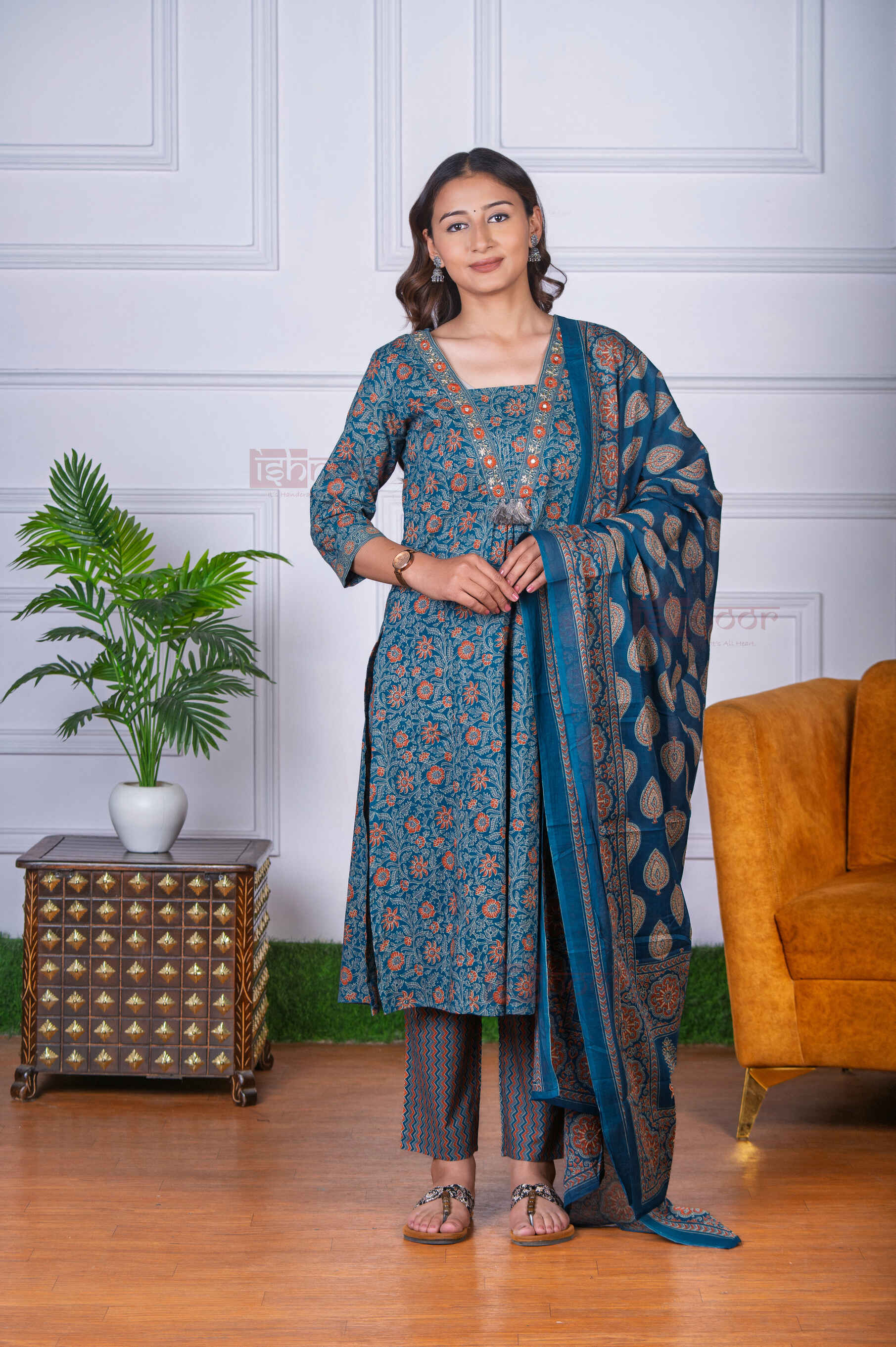 Saanjh 3 Piece Stitched Suit Set with Dupatta 6 - aqua-blue