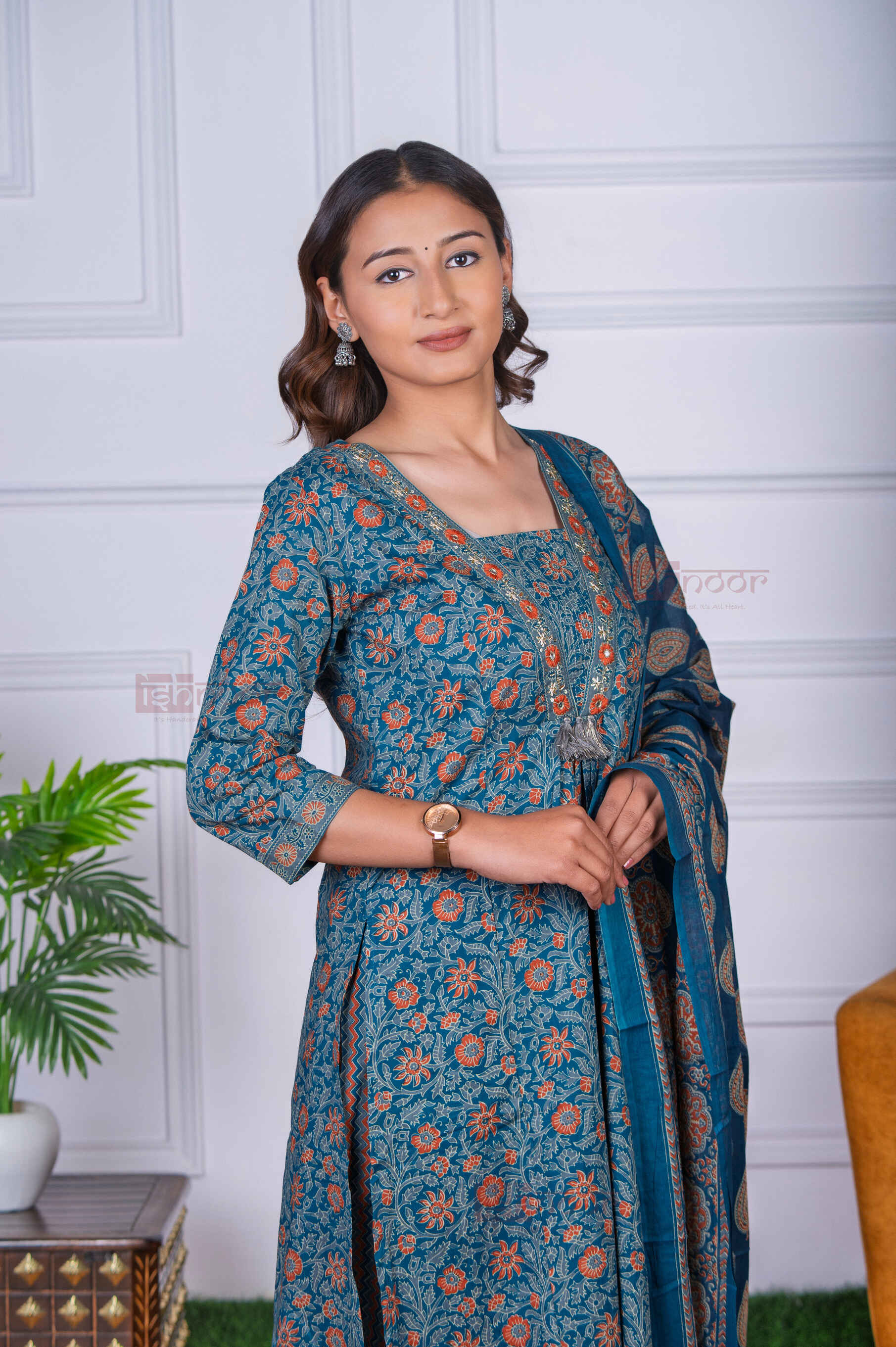 Saanjh 3 Piece Stitched Suit Set with Dupatta 6 - aqua-blue