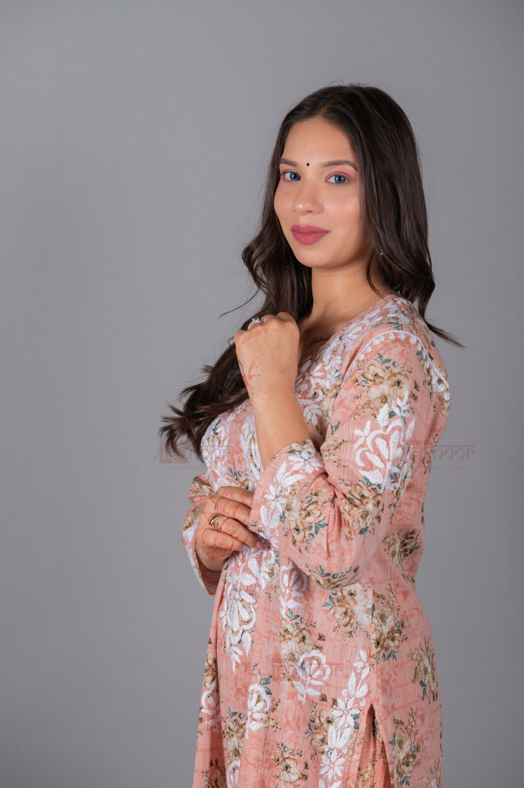 Meher Mul Cotton Chikankari Kurta Palazzo Set - rose-pink