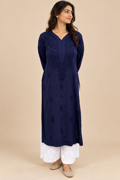 Aayat Rayon Long Chikankari Kurti