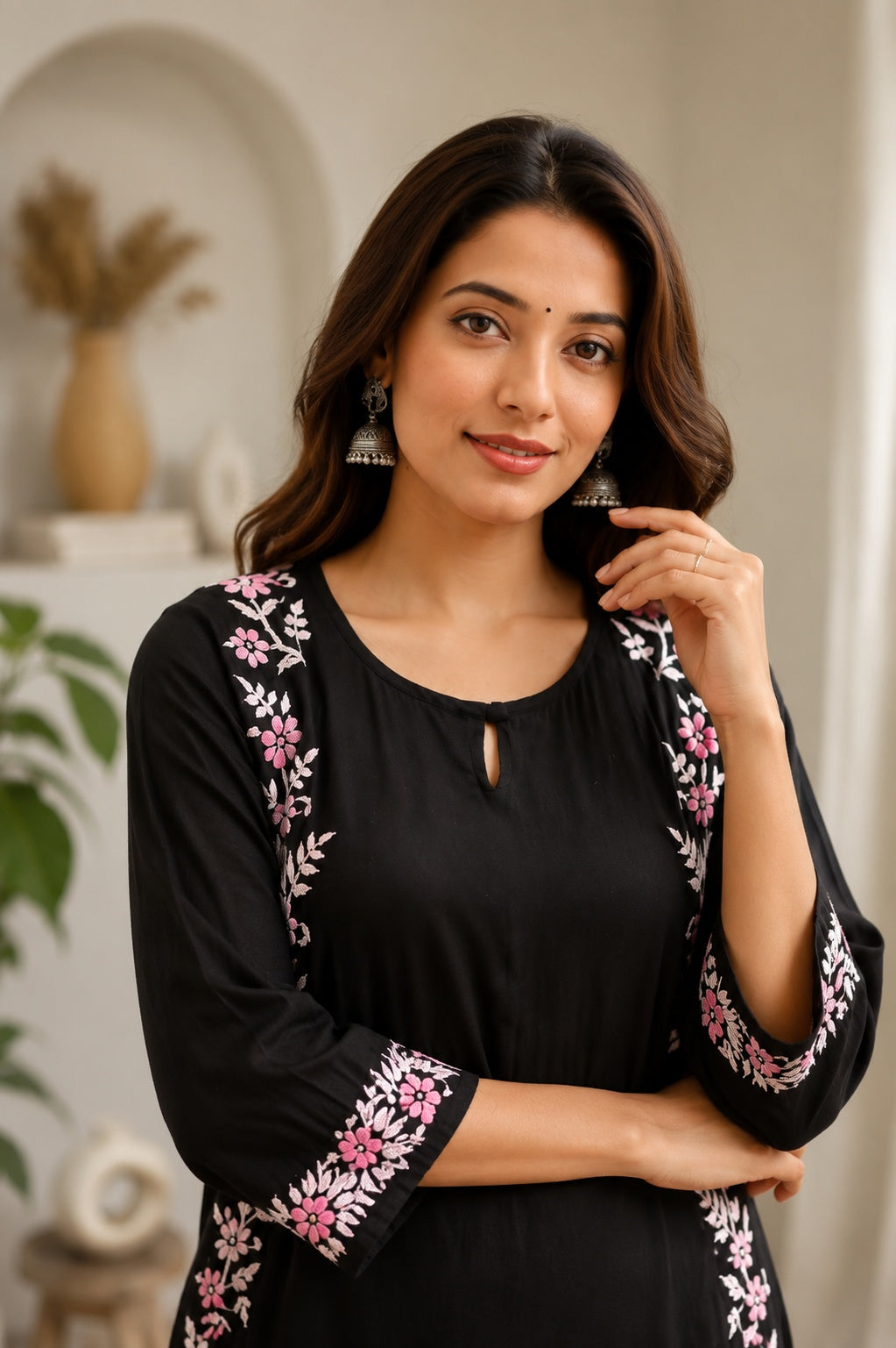 Aayat Modal Multi Colour Long Chikankari Kurti