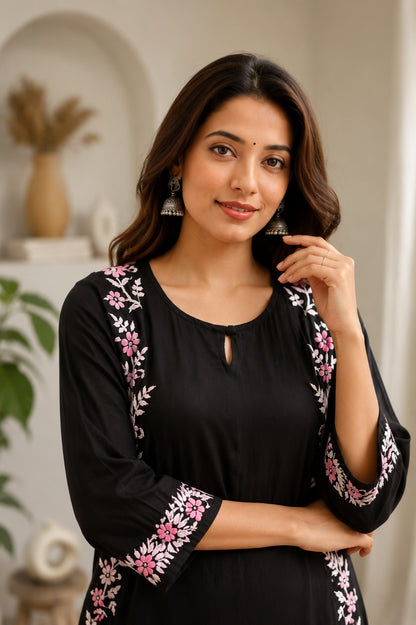 Aayat Modal Multi Colour Long Chikankari Kurti