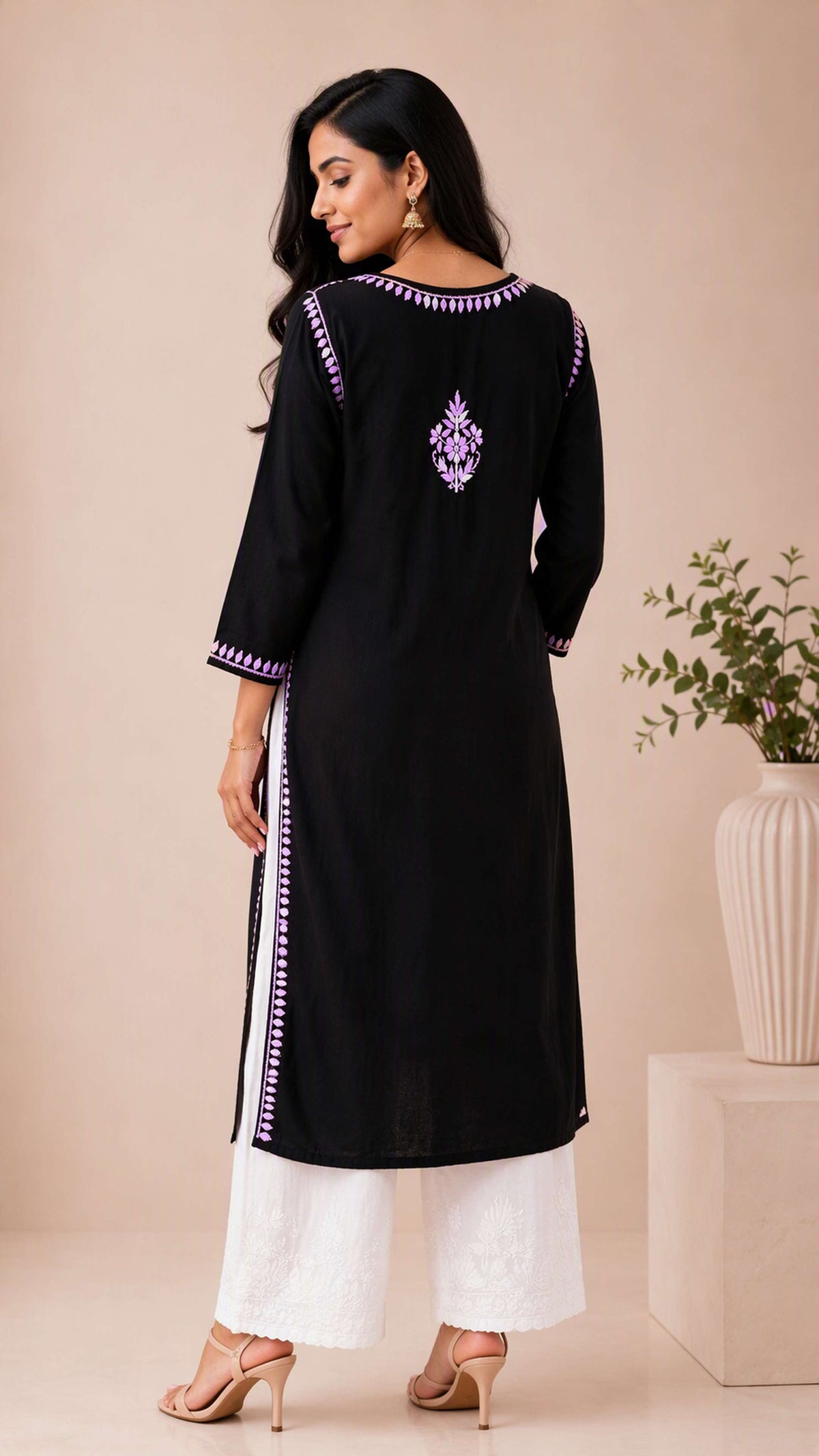 Aayat Premium Rayon Multi Colour Long Chikankari Kurti