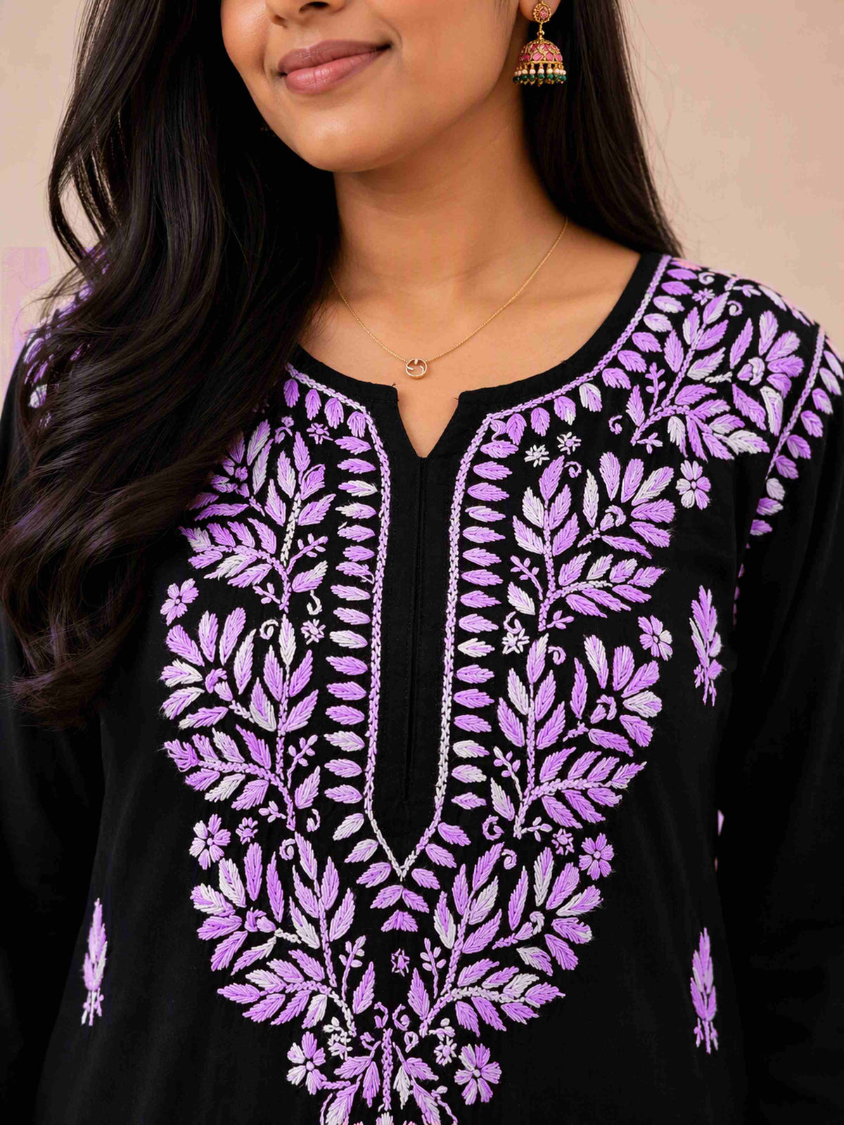 Aayat Premium Rayon Multi Colour Long Chikankari Kurti