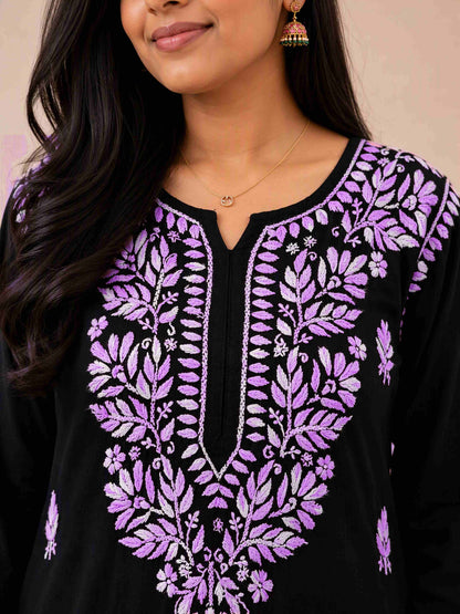 Aayat Premium Rayon Multi Colour Long Chikankari Kurti