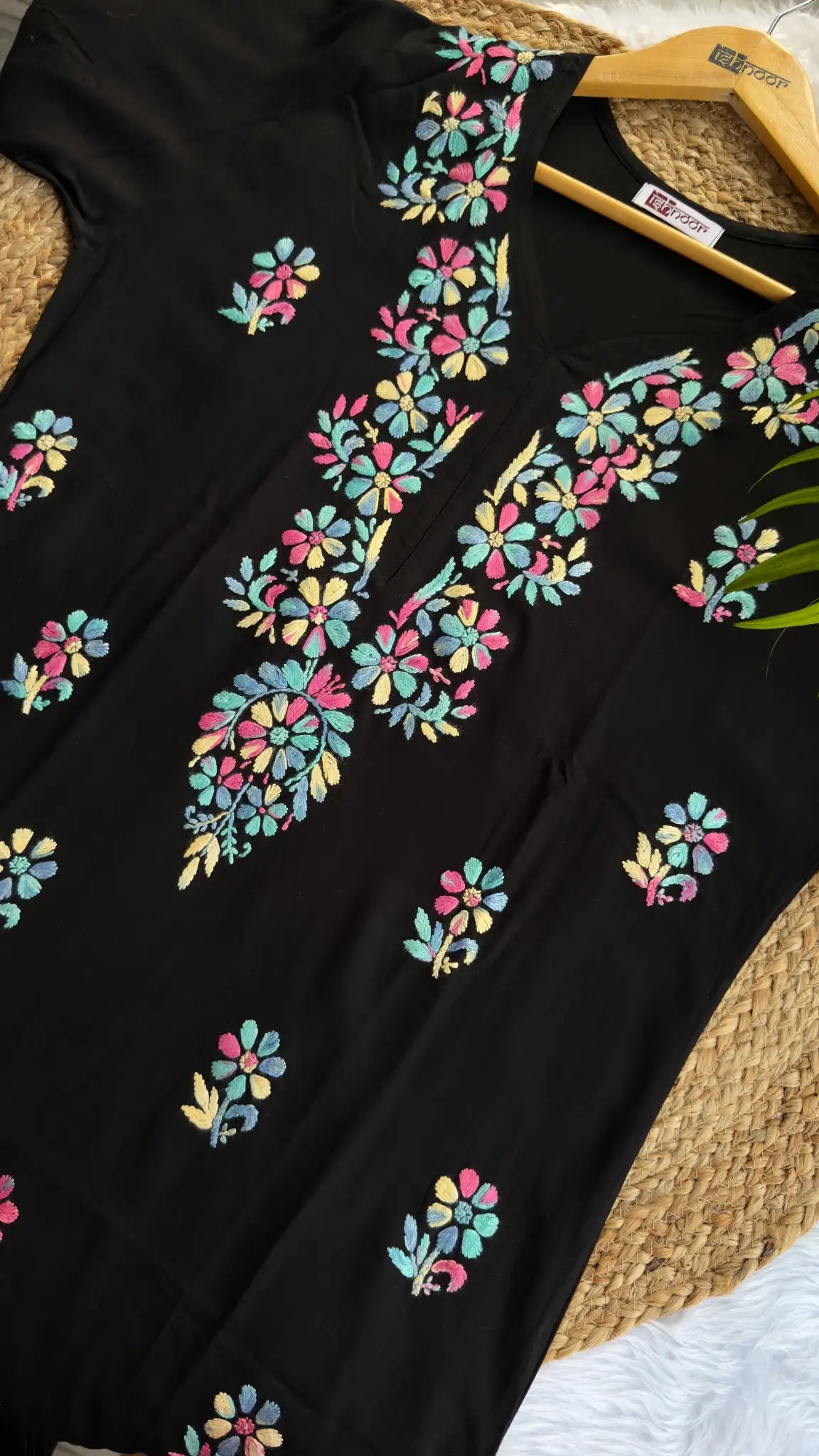 Aayat Rayon Multi Colour Long Chikankari Kurti
