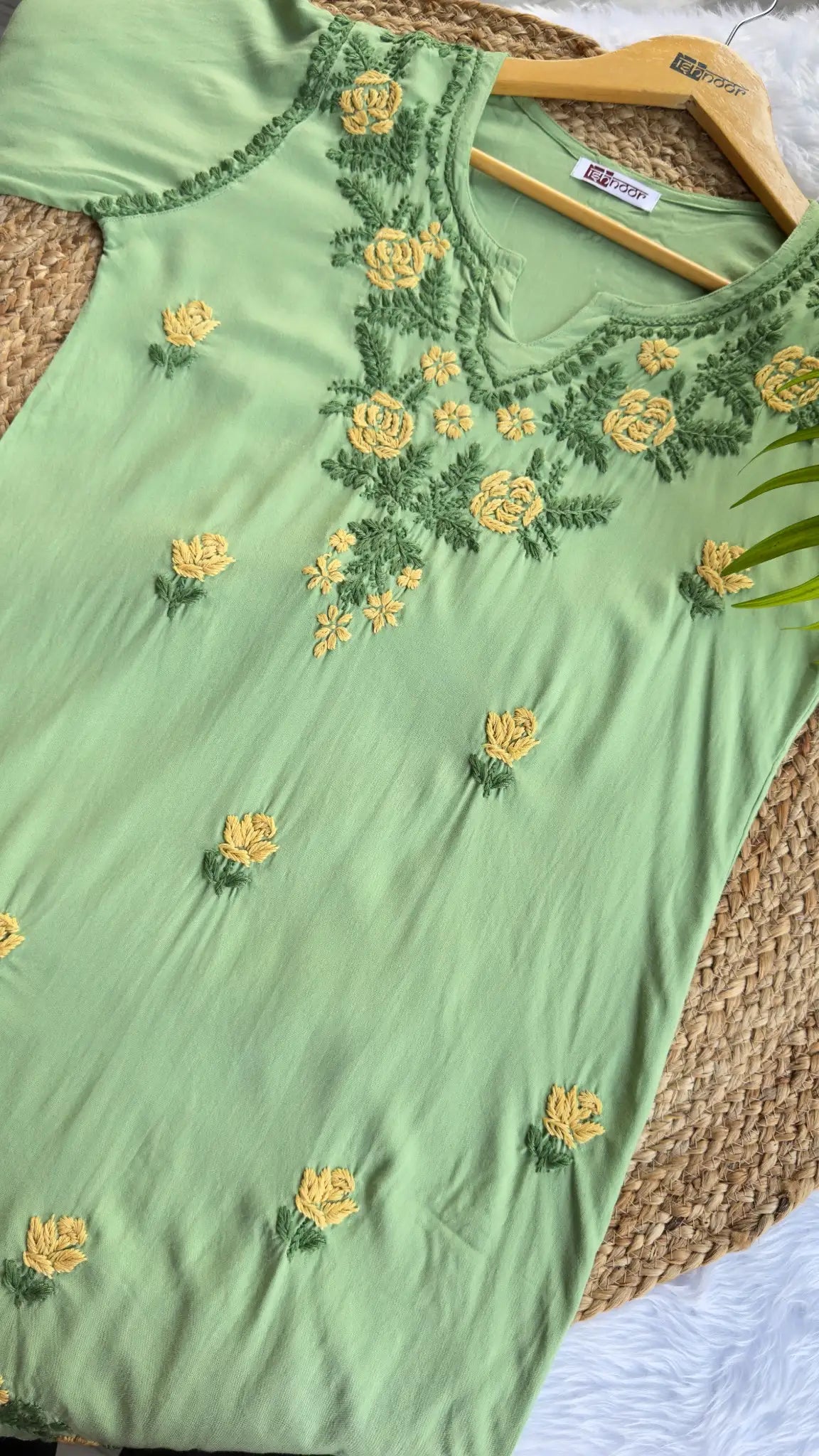 Aayat Rayon Multi Colour Short Chikankari Kurti