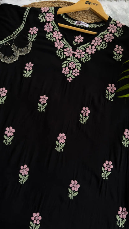 Aayat Premium Rayon Straight Chikankari Kurti