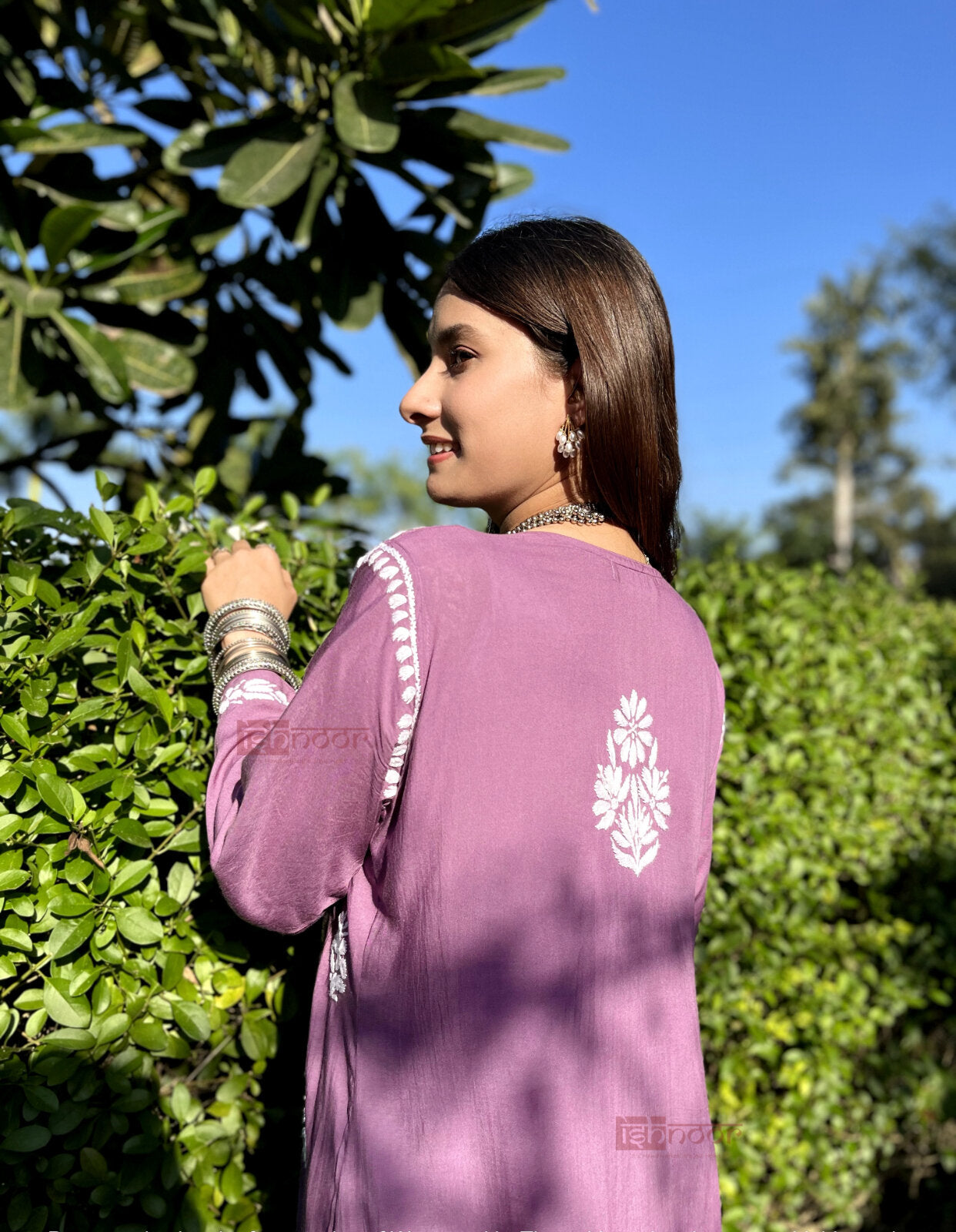 Ishra Modal Chikankari Kurta Plazzo Set - orchid-purple