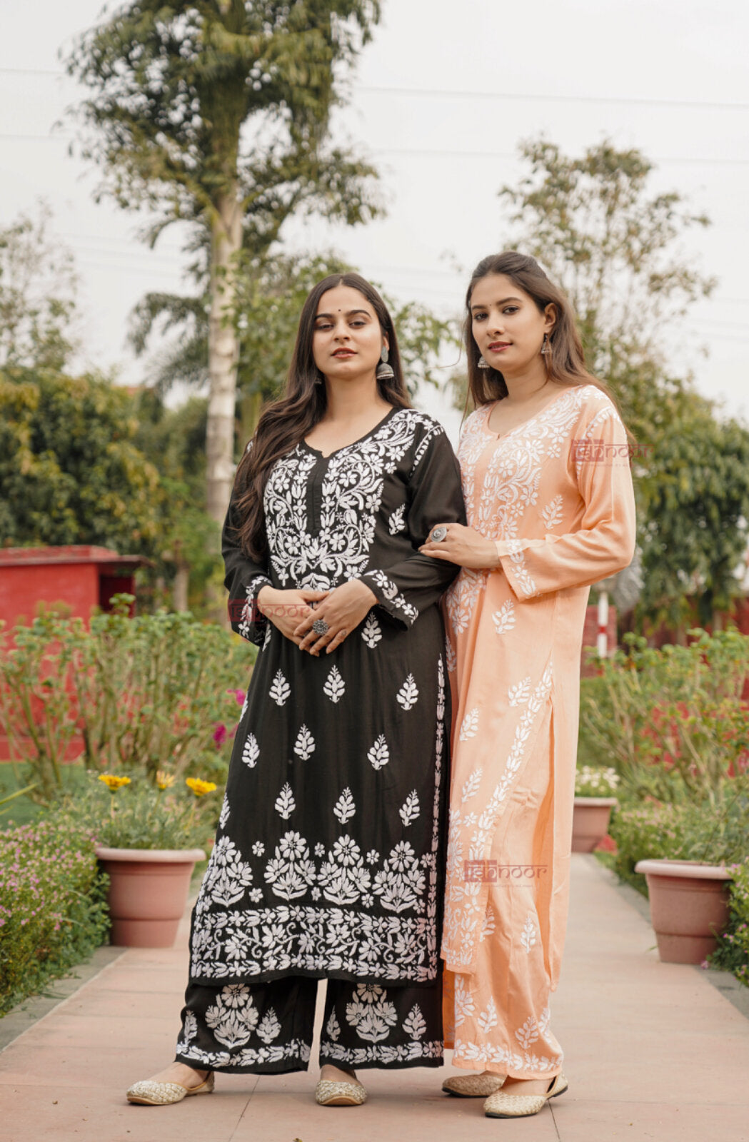Falak Modal Chikankari Kurta Plazzo Set - black
