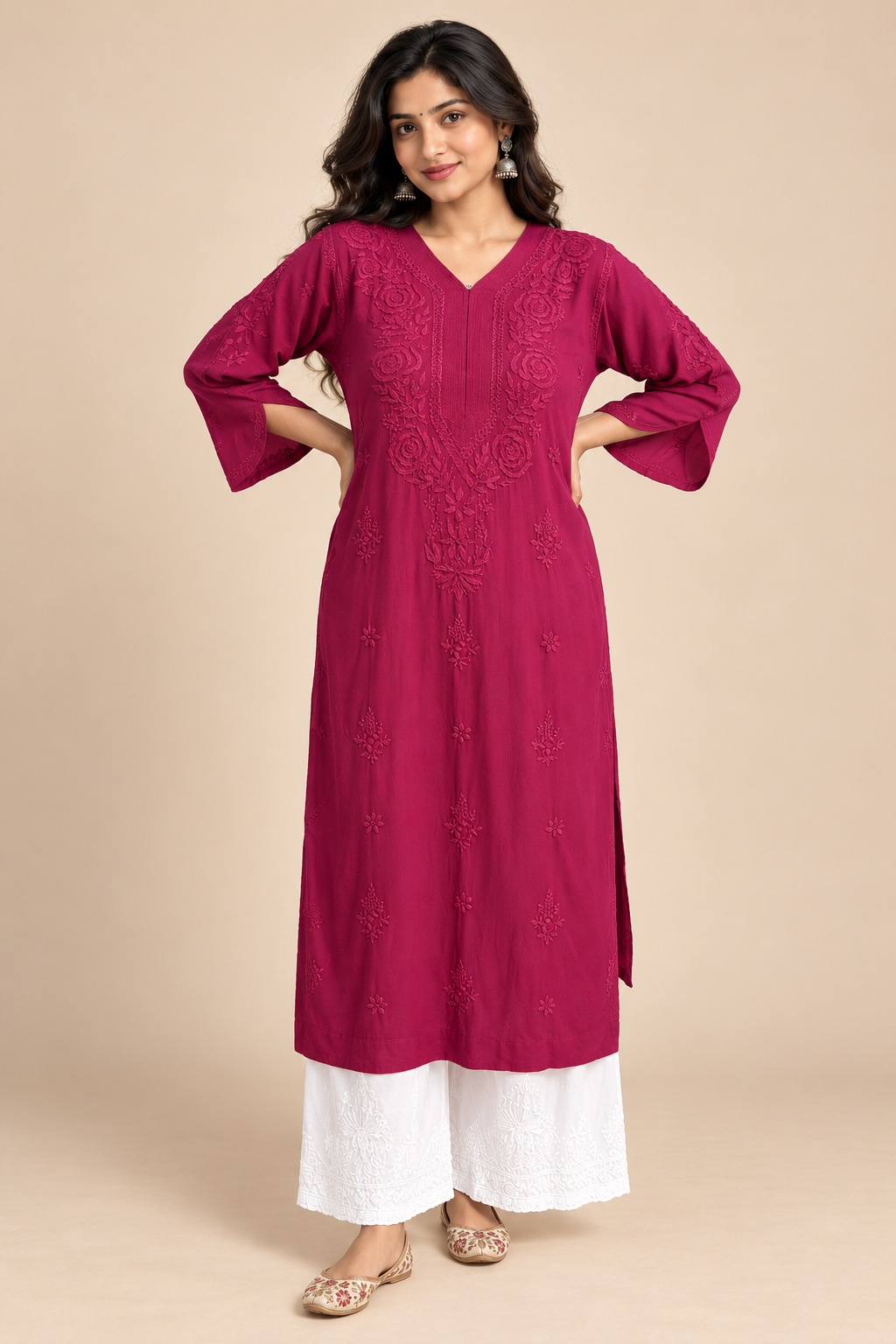 Aayat Rayon Long Chikankari Kurti