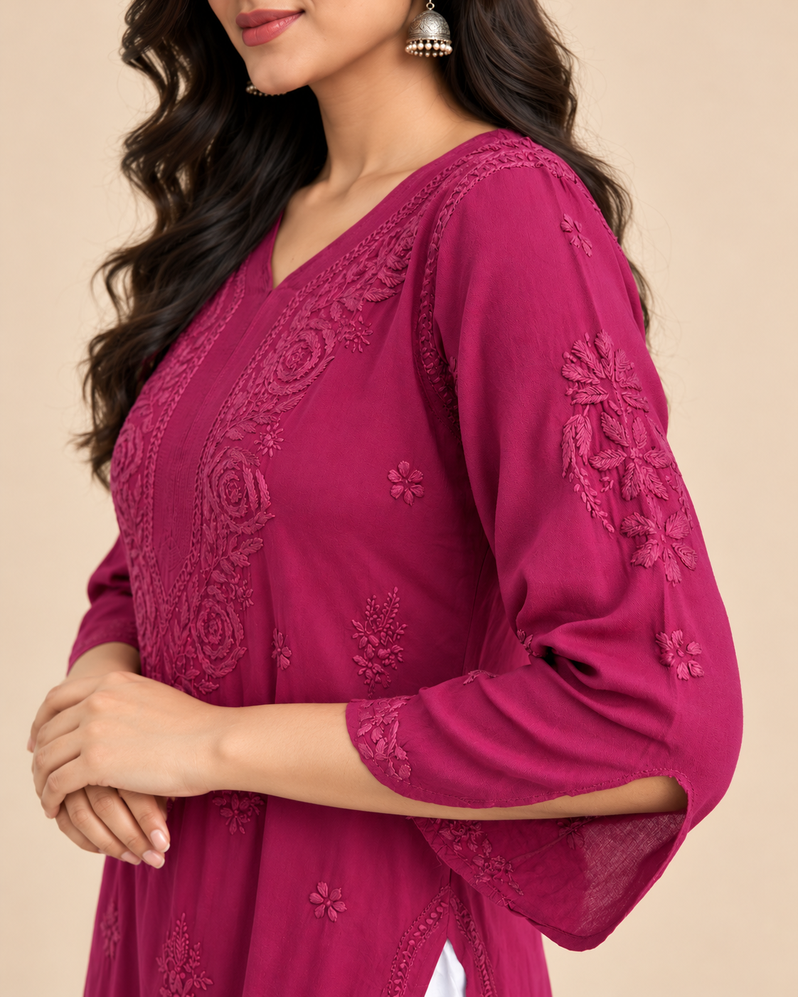 Aayat Rayon Long Chikankari Kurti