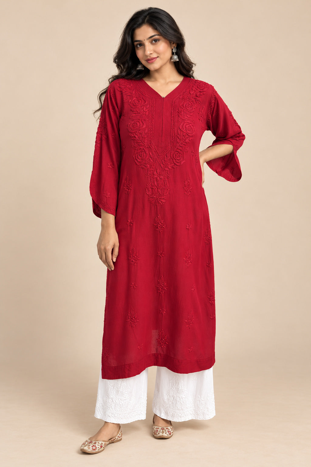 Aayat Rayon Long Chikankari Kurti