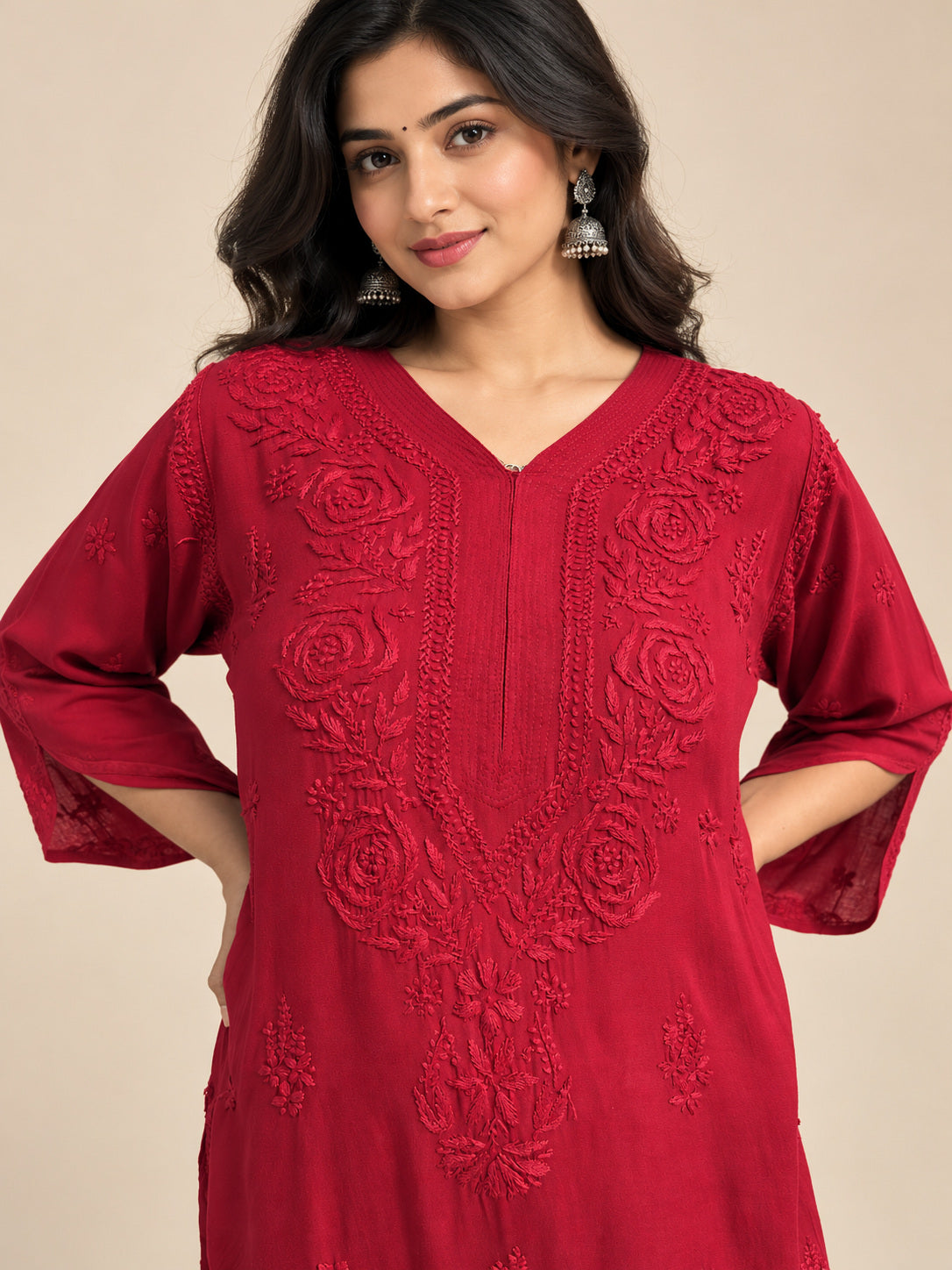 Aayat Rayon Long Chikankari Kurti