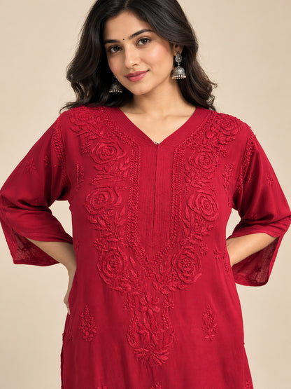 Aayat Rayon Long Chikankari Kurti