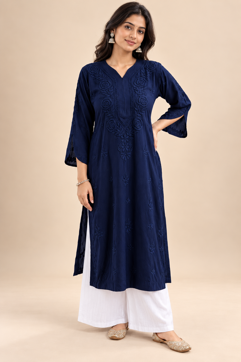 Aayat Rayon Long Chikankari Kurti
