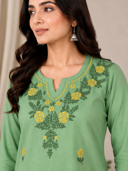 Aayat Rayon Multi Colour Short Chikankari Kurti